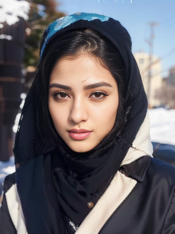 a close up of a woman wearing a black scarf and a black jacket, beautiful iranian woman, pale-skinned persian girl, hana alisa omer, fanart, shabab alizadeh, handsome girl, zaha hadi, beautiful gorgeous, faridah malik, very beautiful girl, official photo, inspired by Taravat Jalali Farahani, cute beautiful, profile pic