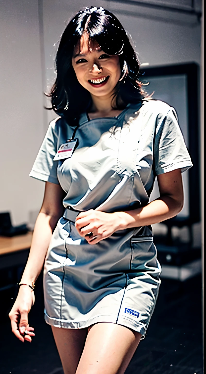(1 The Ultimate Beautiful Mature Nurse) 、 Super accurate face 、 Detail Lip 、 Details 、 double eyelid 、 ((Dark Short Style)) 、 (Nurse uniform: 1.3) 、 (Fancy figures) 、 smile 、 Upper Leg, Perfect fit, Perfect Image Realism, background: (Hospital room: 1.2) Cowboy gets shot, Detail background, Details Clothing, Perfect lighting 、 Surrealist 、 (photograph: 1.4) 、 Maximum resolution 8K, (luxury) Very detailed, Professional