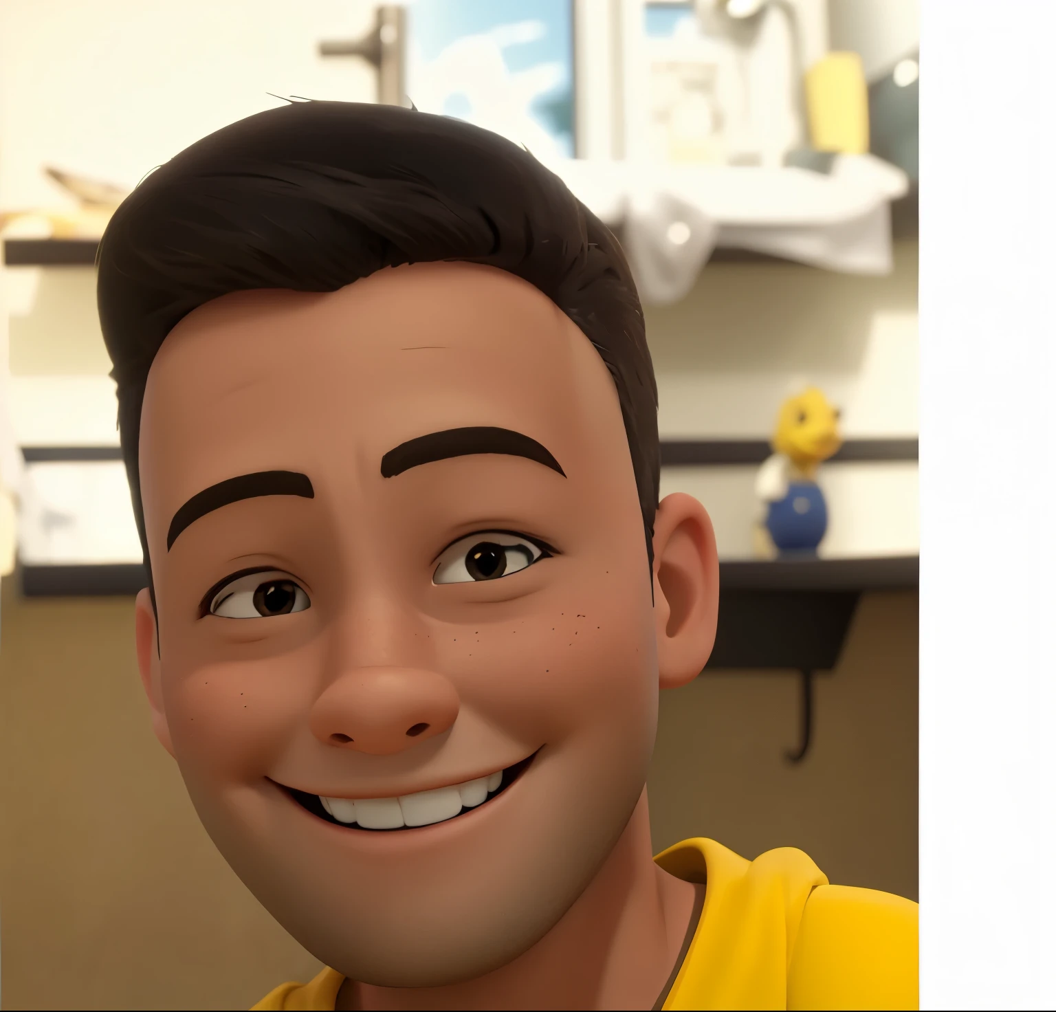 garoto feliz sorridente, estilo disney pixar 3d