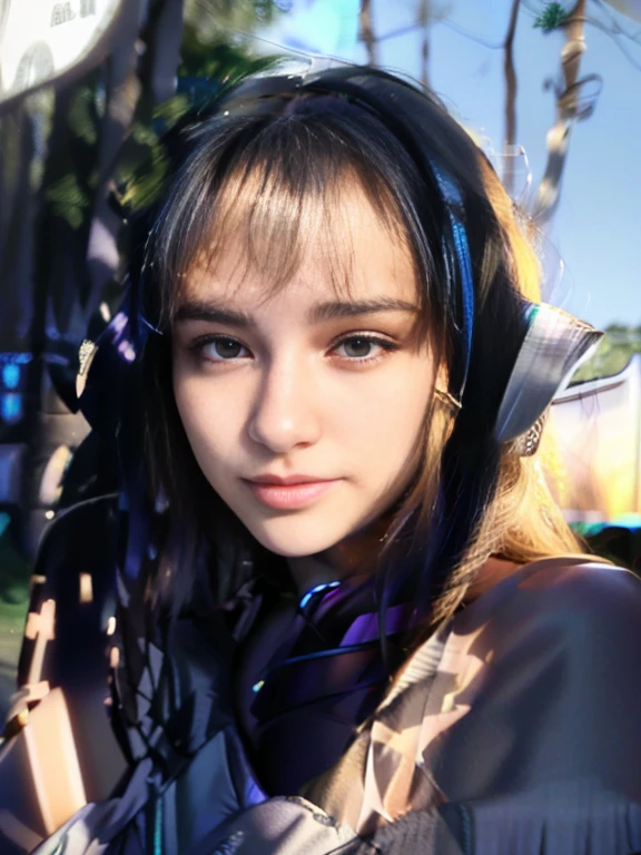 Masterpiece, best quality, super high resolution, fluorescent color,, 1 girl, looking at the audience, beautiful face, beautiful eyes, (off-the-shoulder: 1.2), head up, upper body, forest, shiny hair,long hair, shiny skin, glowing cut, chibi, finger proportions coordination