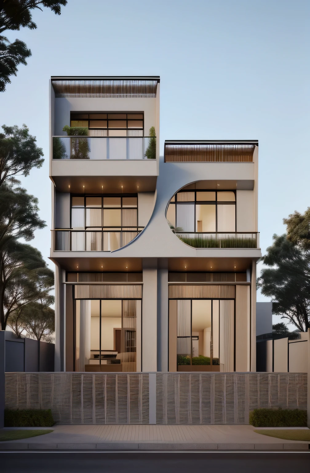 rendering of a modern residential townhouse, professional render, wide angle exterior 2023, highly detailed render, high quality rendering, realistic render, architectural render, high-quality render, detailed rendering, hyper-realistic render, hyper - realistic render, very realistic 3 d render, high render, realistic rendering, very realistic render
