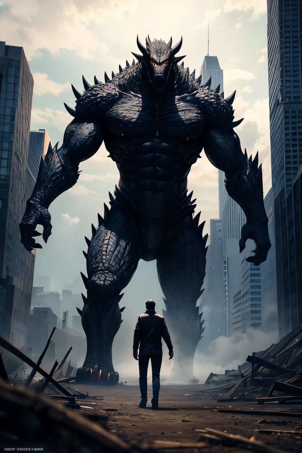Giant black Monster bipedal dragon