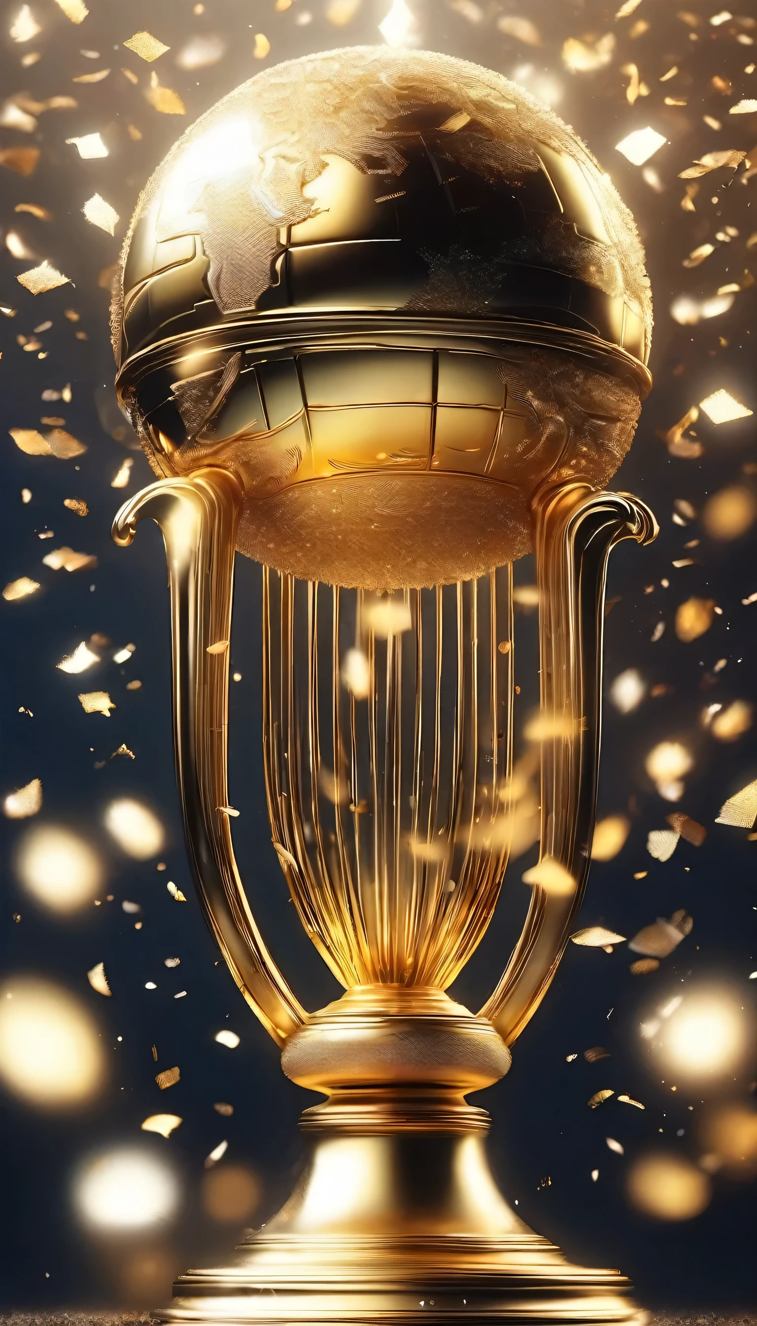 Beautiful golden trophy isolated on dark background,Golden Trophy and Golden Statue,The Olympic Games,Sport symbol,Twist,Artwork,Fine workmanship,Great workmanship,highest quality,Made by a craftsman,beautiful,Metallic luster,Artistic,Beautiful light and shadow,Gold and Platinum,BREAK,Dark Background,Highlight the beauty of the trophy,flash,Sparkling,Grains of Light,Silver Powder,lame,Confetti,celebration,BREAK,Photo taken from the side at an angle