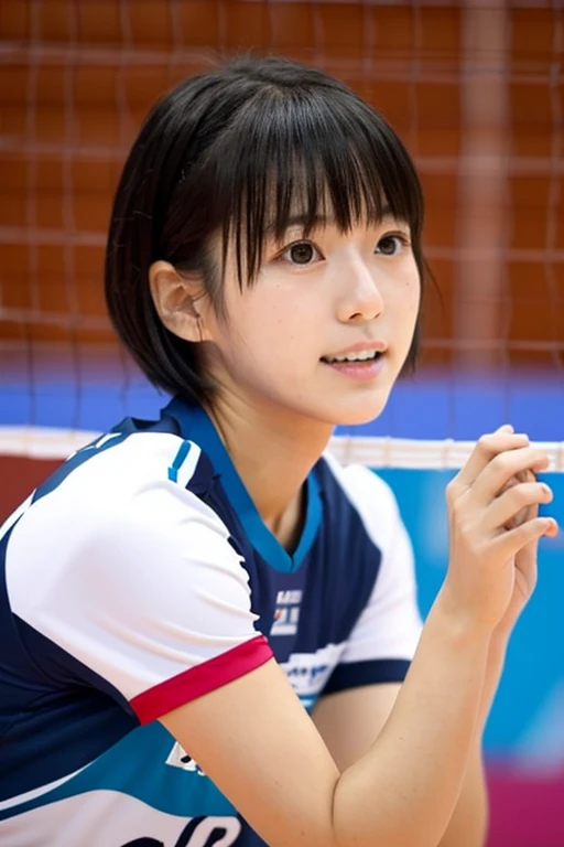 Short black hair Japanese Beautiful Girl Volleyball Player
