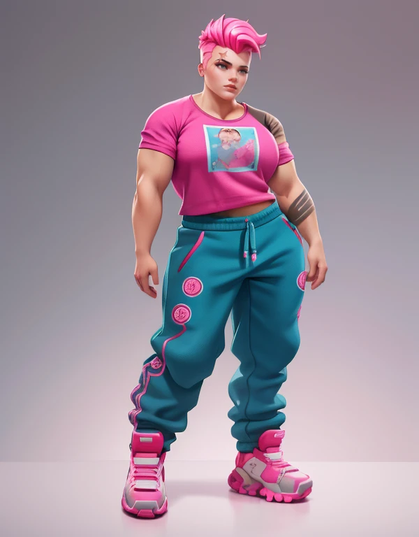 (masterpiece, best quality), intricate details,
1girl, zarya, pink T-shirt, pink sweatpants, full body,