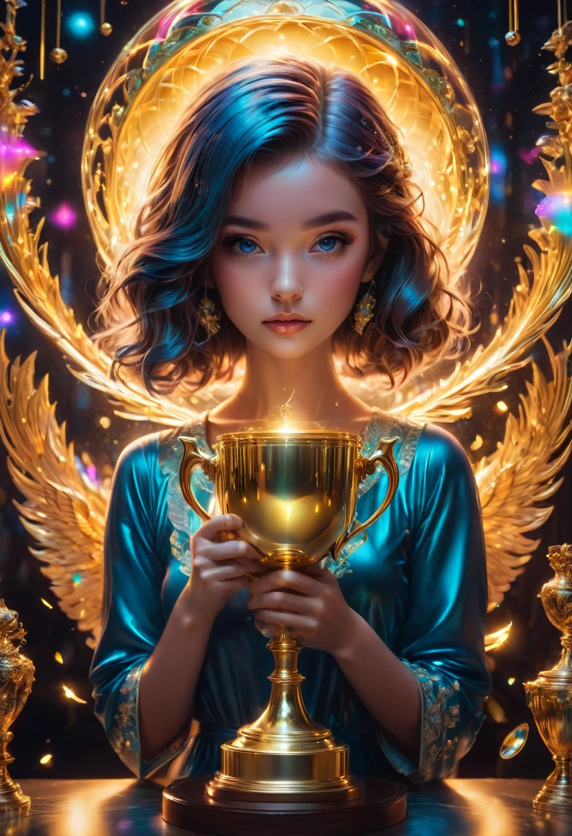 Golden Trophy, by Brandon Woelfel, best quality, masterpiece, very aesthetic, perfect composition, intricate details, ultra-detailed