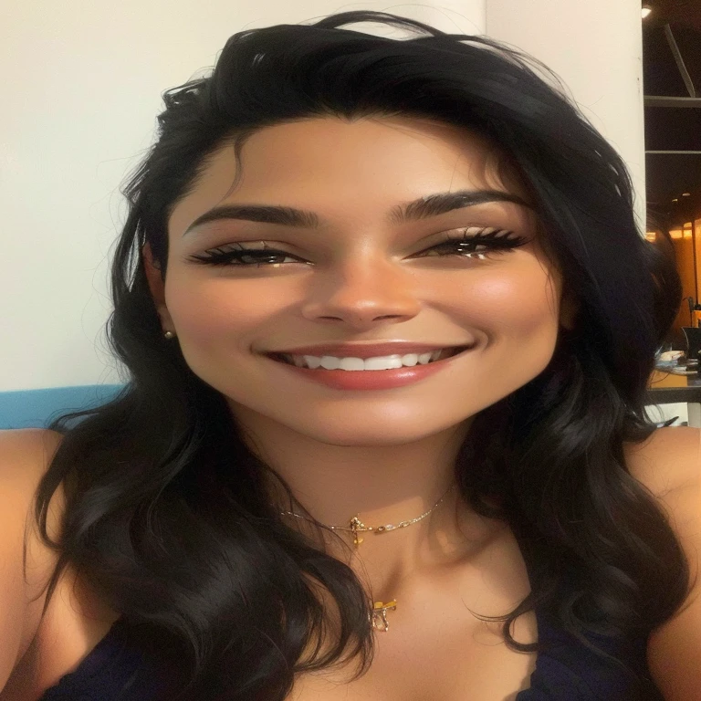 mulher sorridente com longos cabelos negros e um top preto, Alanis Guillen, selfie de uma jovem, Mulher de 3 0 anos, mulher de 30 anos, imagem de perfil, malika favre, Mulher de 30 anos de Cuba, Foto do perfil, looks like fabiula nascimento, smiling happily at the camera, 27 anos de idade