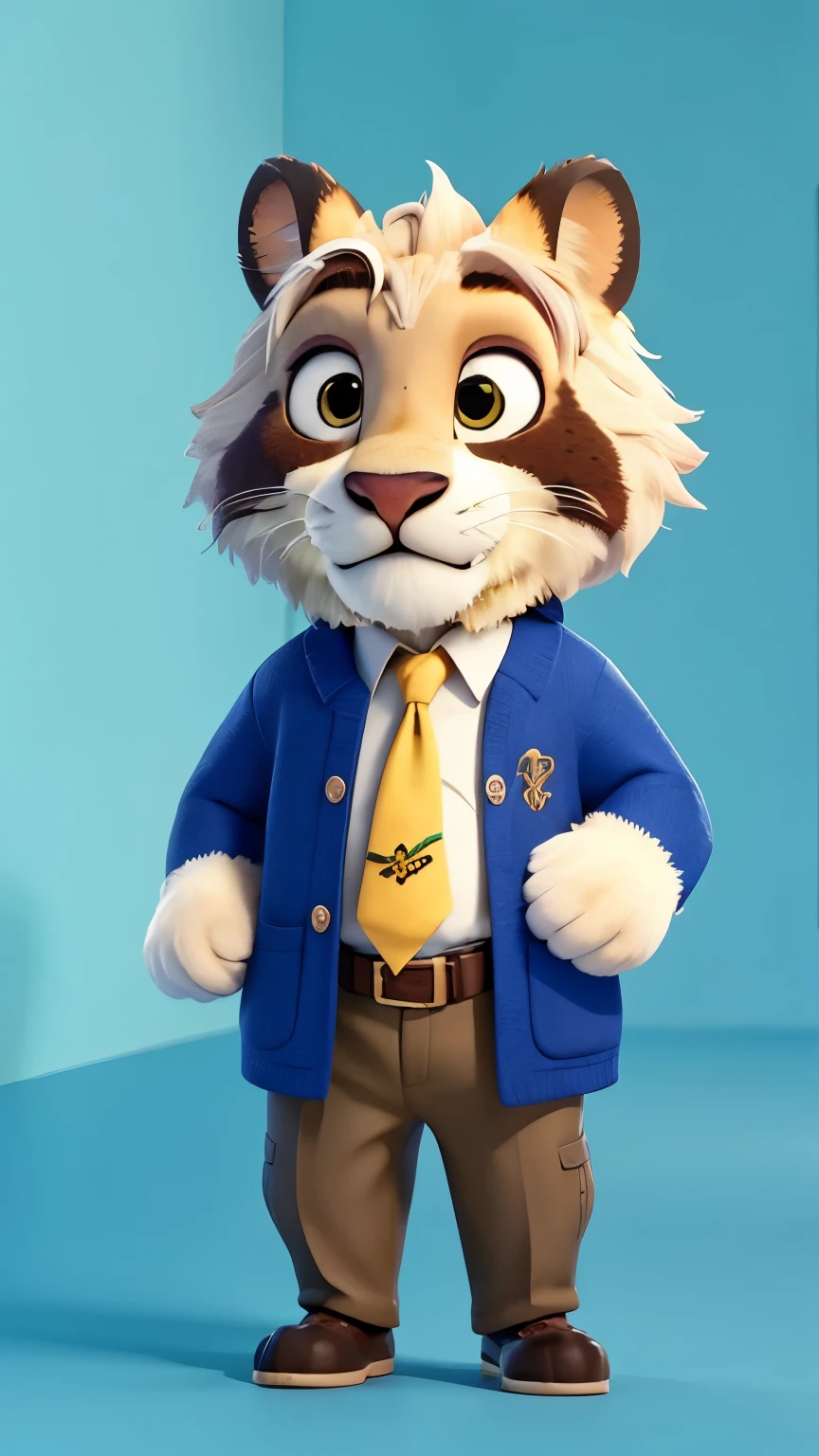 male lion in suit and briefcase walking around zootopia