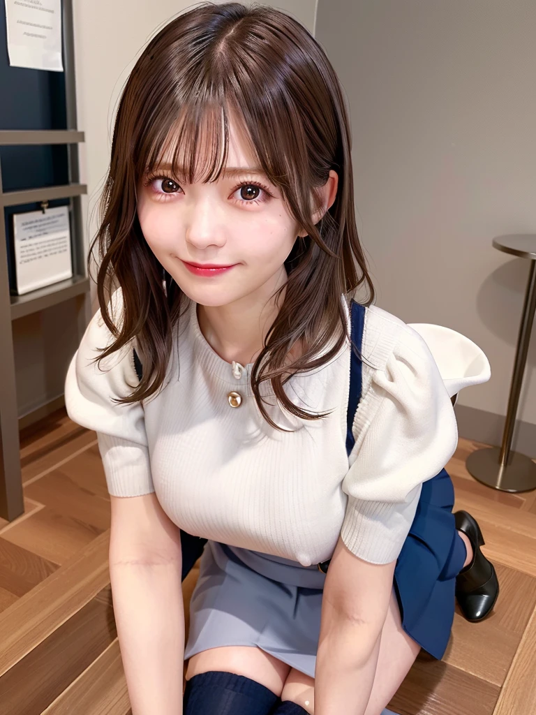 masutepiece, Best Quality, Illustration, Ultra-detailed, finely detail, hight resolution, 8K Wallpaper, Perfect dynamic composition, Beautiful detailed eyes,short bob, mid-chest, Natural Color Lip, Random and sexy poses,Smile,26 years girl、Colossal tits、Examination room、Red High-Neck Sweater: A cozy red sweater with a high neckline, perfect for chilly days. It adds warmth and style to your ensemble. Navy Blue Pencil Skirt: A classic and elegant choice. The pencil skirt typically falls just below the knee, creating a flattering silhouette1. Sheer Stockings: These delicate stockings add a touch of sophistication. They’re lightweight and perfect for pairing with skirts or dresses.doctor coat Blue High-Heeled Shoes: Elevate your look with blue high-heeled shoes. They elongate your legs and add a polished touch. Brown Hair: Your natural hair color complements the overall outfit. It’s versatile and goes well with various styles. White Coat (Like a Doctor): The white coat adds a professional touch, reminiscent of a doctor’s attire. It’s a symbol of authority and expertise.