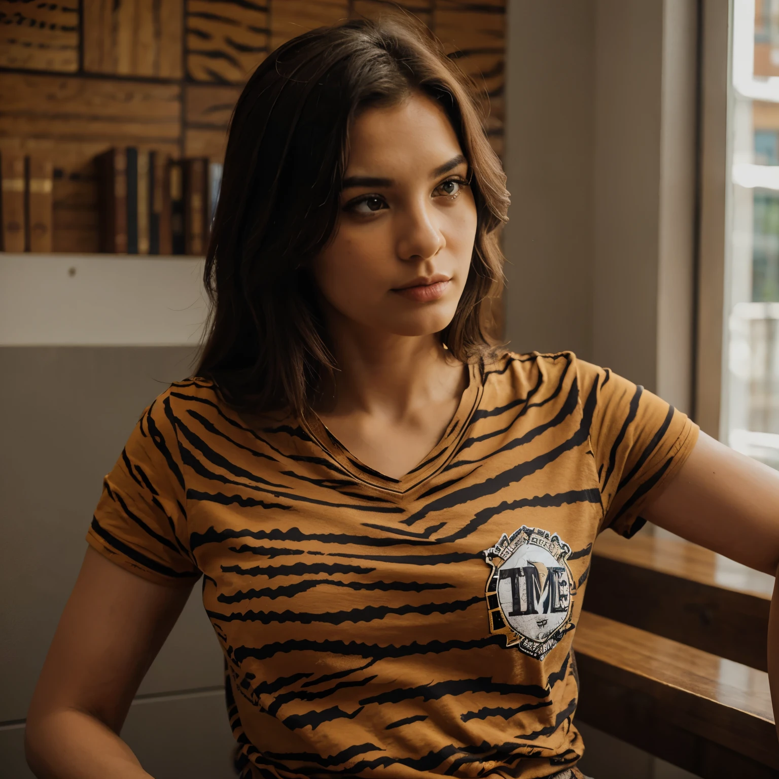 Camisa de time,writing 7ºB,with a tiger and leopard print