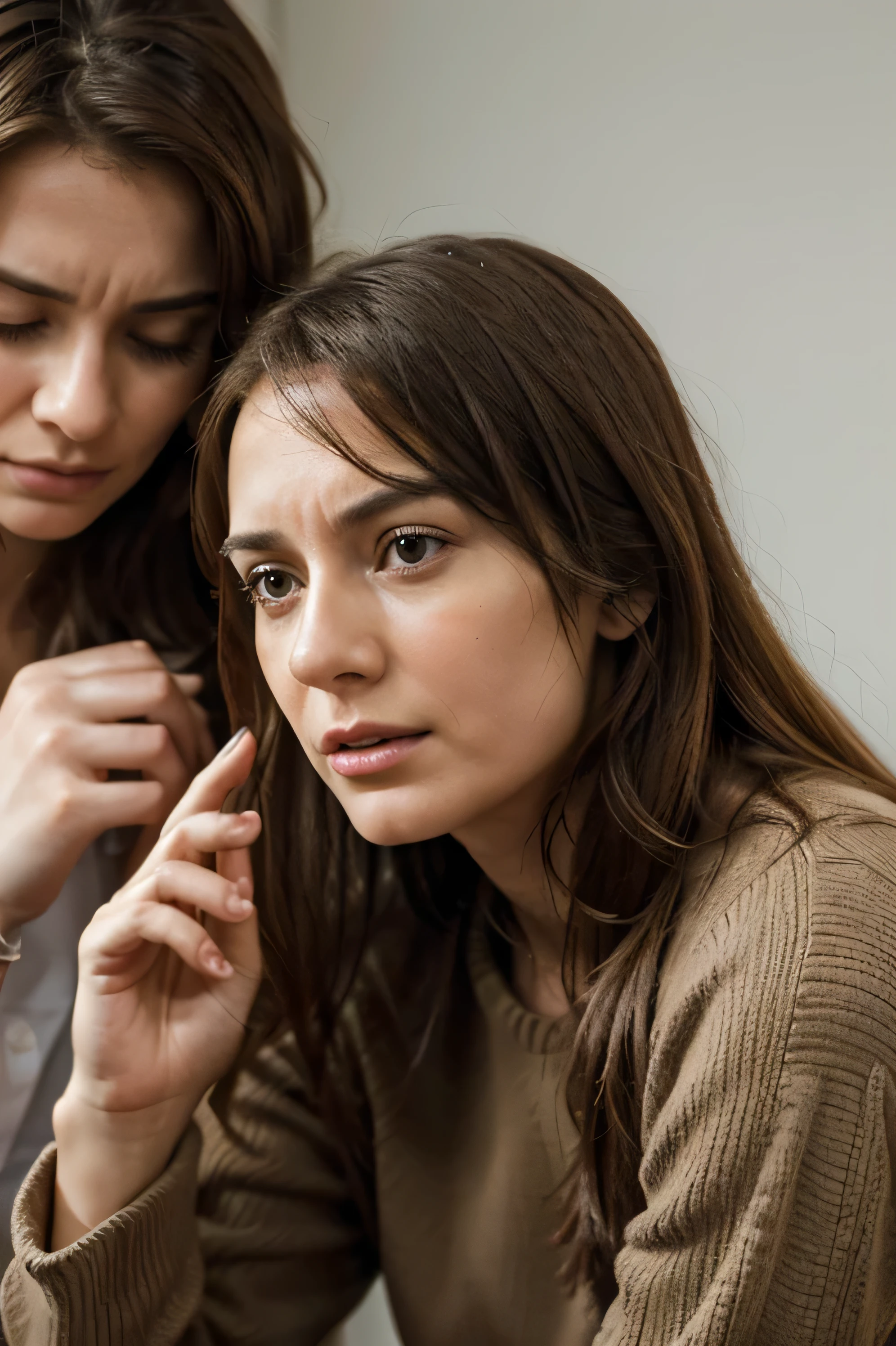 An image of realistic and highly detailed people demonstrating stress and anxiety gestures. 