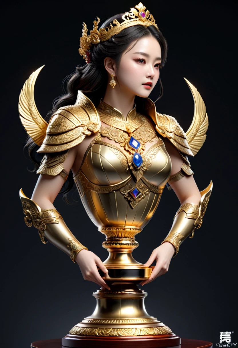 Golden Trophy, (masterpiece, best quality, Professional, perfect composition, very aesthetic, absurdres, ultra-detailed, intricate details:1.3), by cgsociety and fenghua zhong