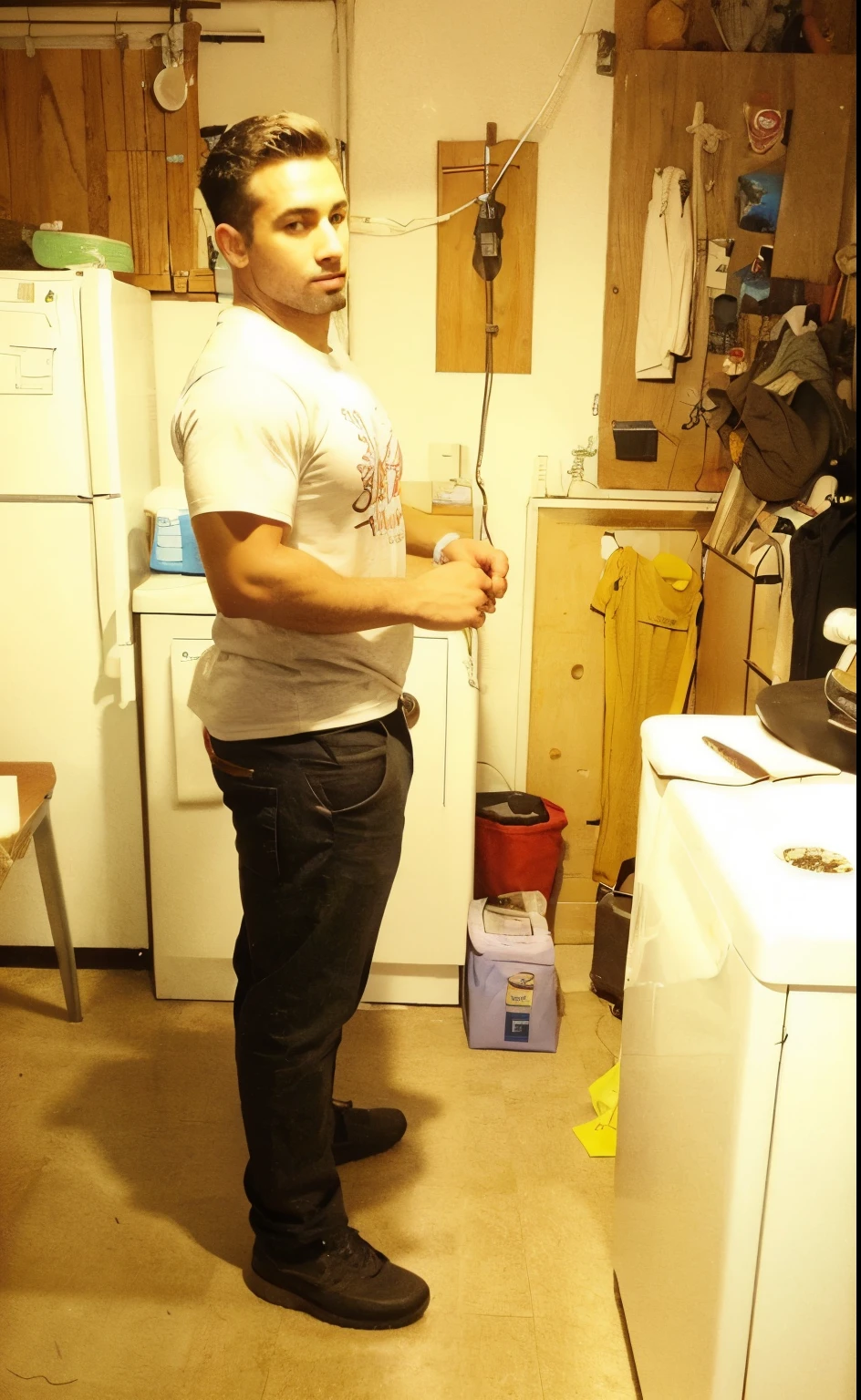 Me with my shirt up and a six pack abs