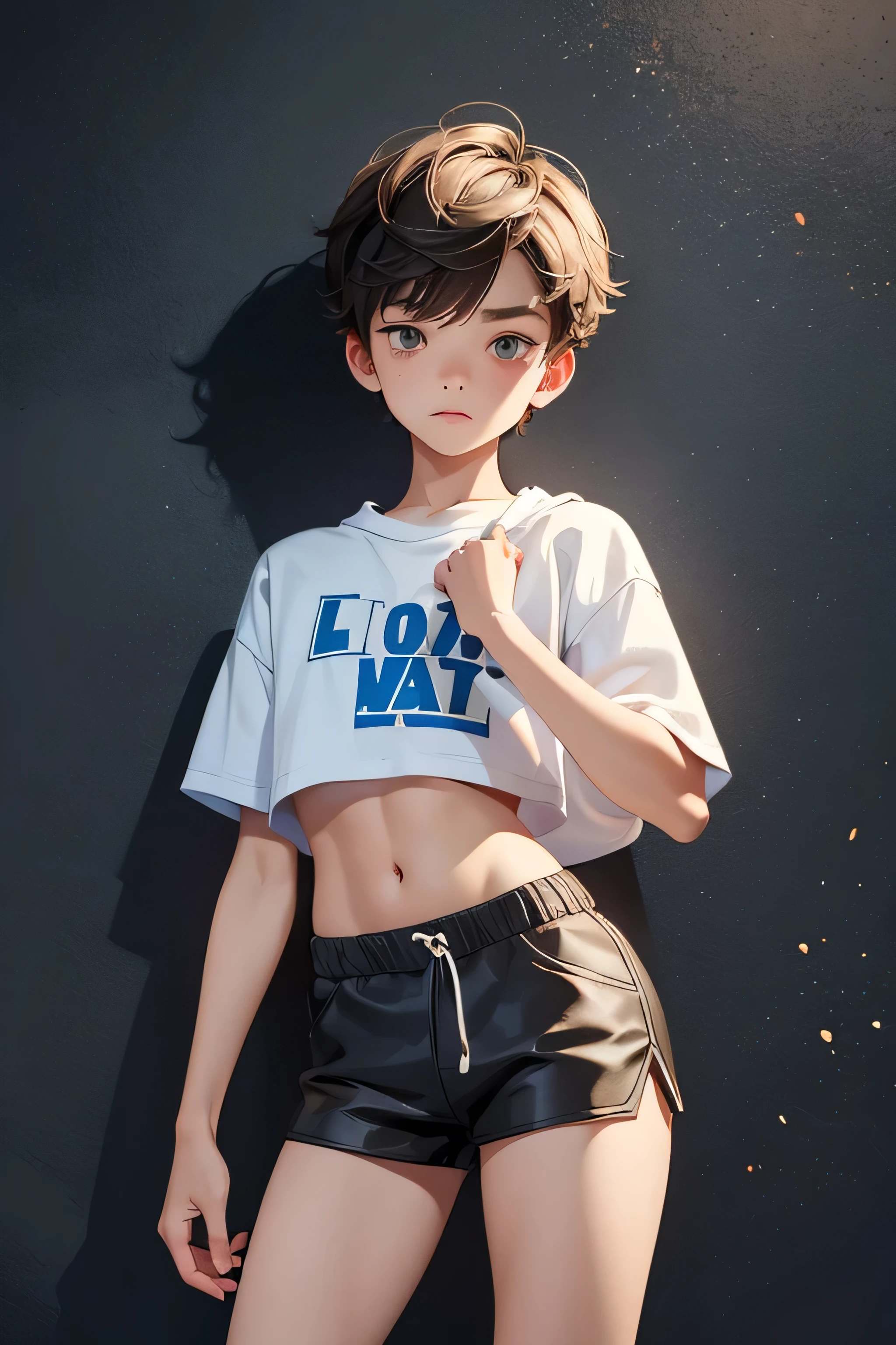 boy 14 yy wears a crop top and too very short shorts,