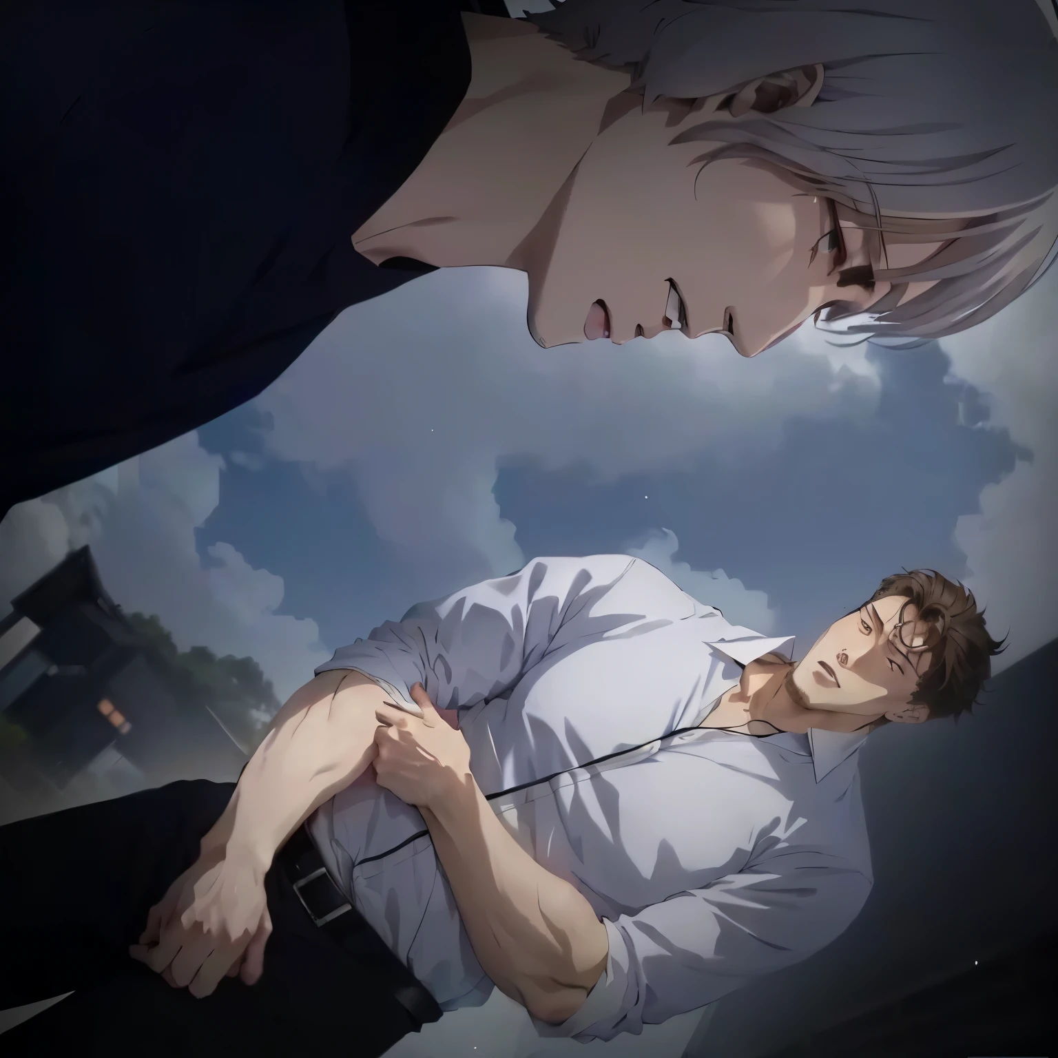 anime image of a man and a woman standing next to each other, today's featured anime still, still from tv anime, screenshot from the anime film, still from anime, dramatic angle, screenshot from ???? anime, air is being pushed around him, manhwa, in a anime masterpiece, official anime still, two anime handsome men, accurate depiction
