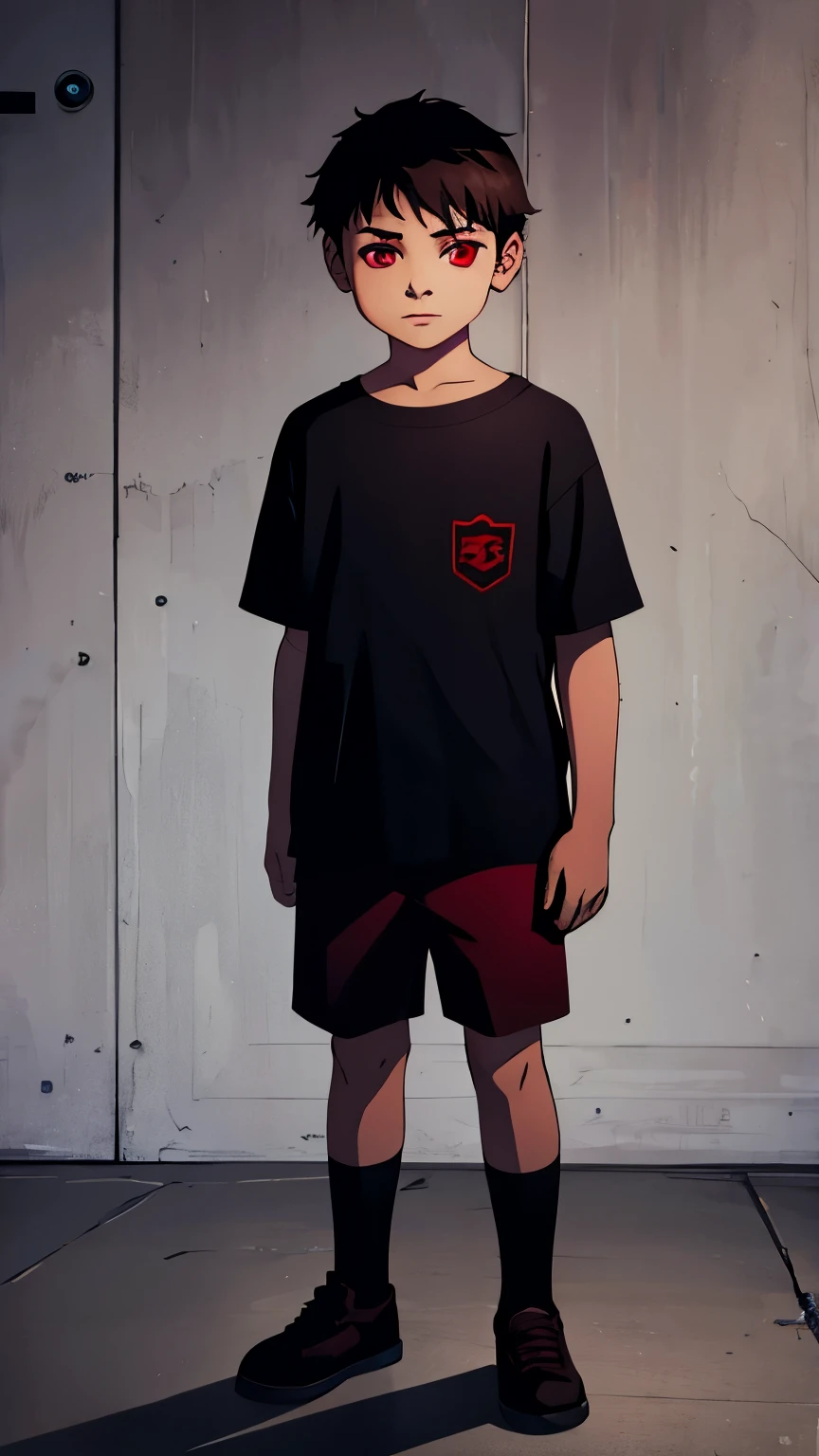 Young Kid with red eyes standing