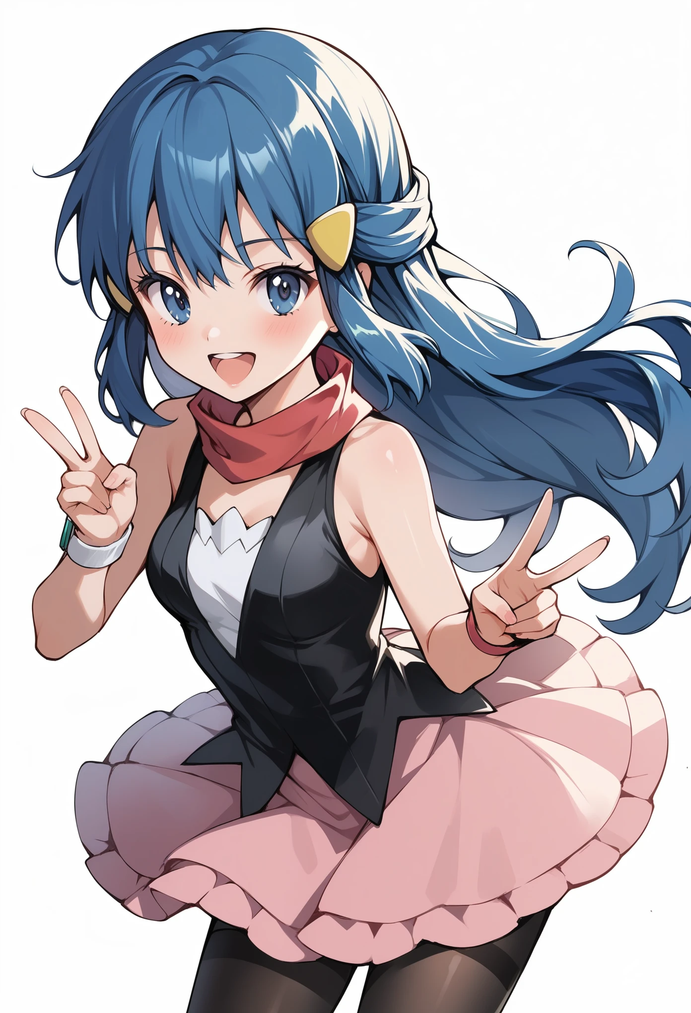 score_9, score_8_up, score_7_up, source_anime, BREAK
1girl, solo,  sketch, :3, dress, black pantyhose, chibi, doing a peace sign, playful, Pokemon, Dawn, blue hair, long hair,
