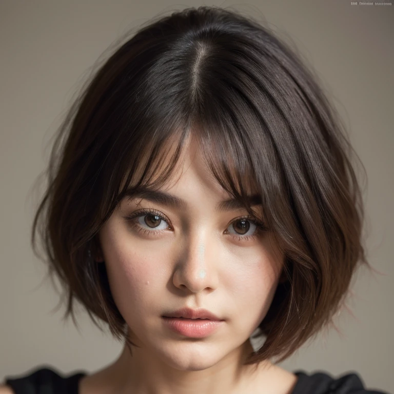 ((超detailedな)), ((highest quality)), ((masterpiece)), (detailed), Perfect Face, , One Woman, Facing directly ahead, Face close-up, Bobcut, Inward curl hair