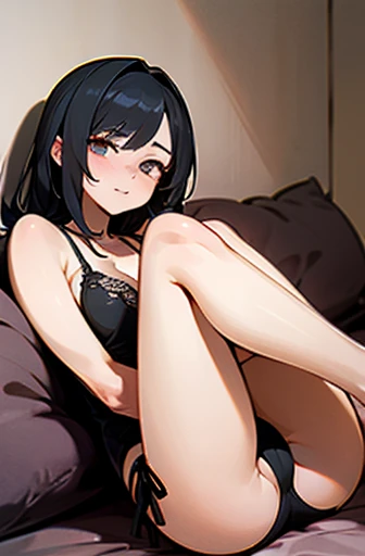 Girl with black hair showing her panties to the camera , looking at the camera,  corada,  calcinha branca transparente dando pra ver sua vagina, buceta, private part,   lying position,  encima de uma cama, abrindo as pernas