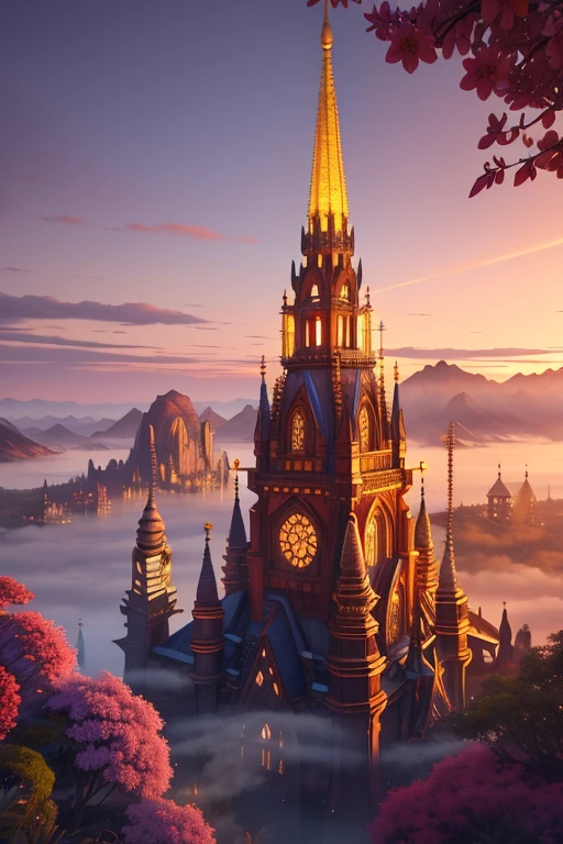 Describe a mystical garden in the future, where fantastical flora and fauna coexist in harmony amidst a backdrop of an otherworldly cityscape. The sky is painted with hues of twilight, casting a soft glow on the ethereal structures above. The city itself is a melding of the old and the new, with towering spires that shimmer with an otherworldly glow and traditional buildings adorned with intricate carvings.

Don't be fooled by its enchanting beauty, however. The air is thick with the scent of magic, a combination of sweet blossoms and the crisp aroma of ancient stone. The ground beneath your feet is