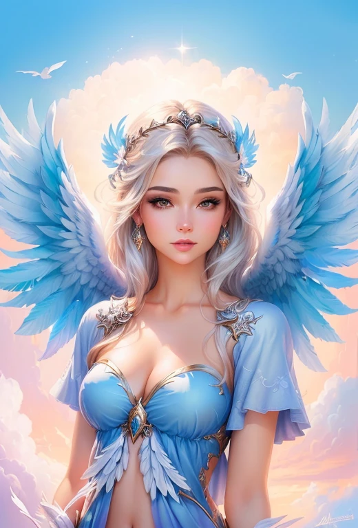 Sexy Toon Cartoon, 4k, Babes, a woman with blue wings and an aunt on her head, lindo anjo feminino, lindo anjo, of an beautiful anjo, portrait of a lindo anjo, anjo menina, of lindo anjo, anjo, beautiful anjo portrait, anjo guia espiritual, no estilo de Anne Stokes, Angelic, Angelical, beautiful Angelic wings, linda arte digital, amazing fantasy art