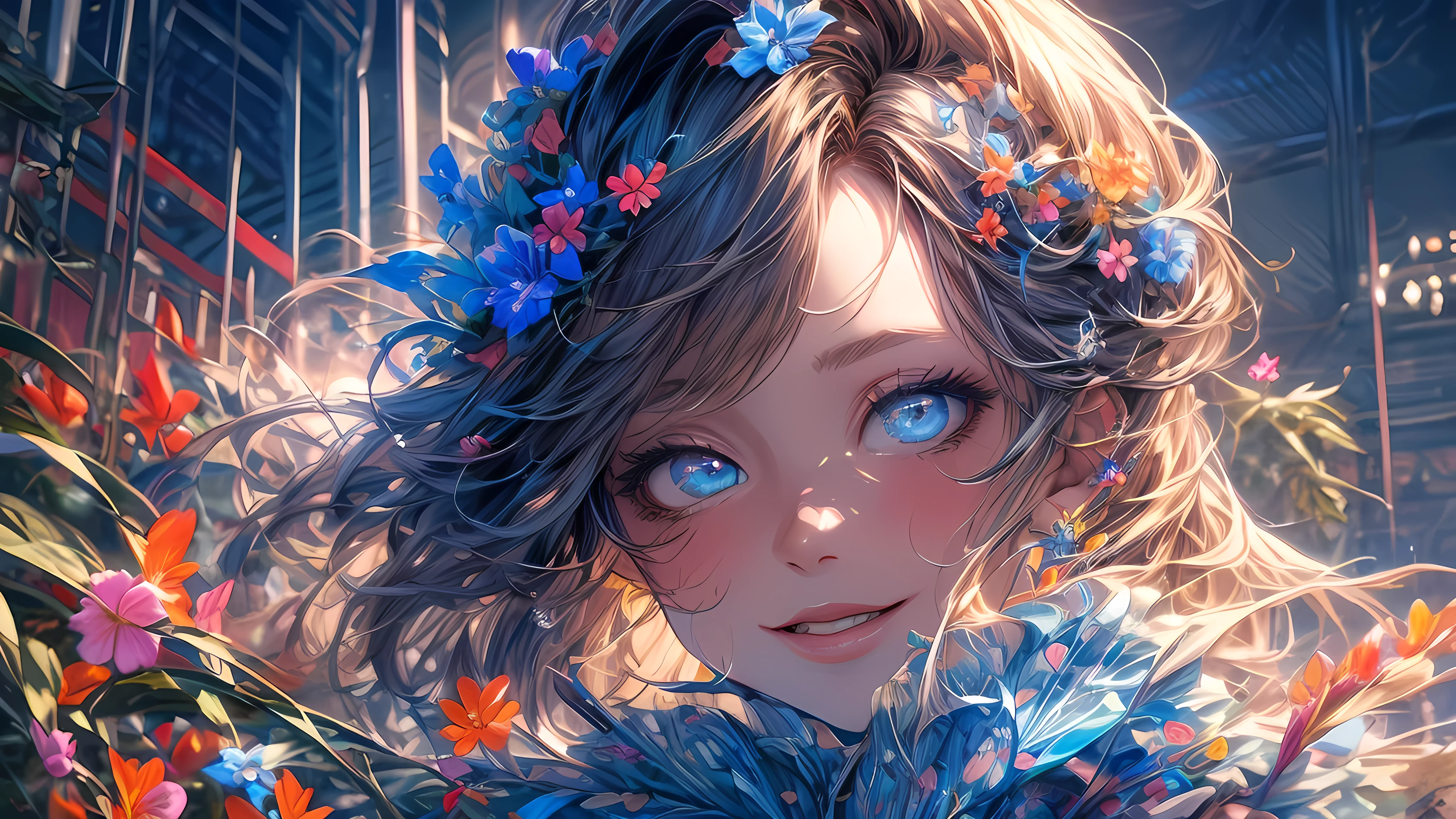 This is your Stable Diffusion prompt:
"best quality,ultra-detailed,realistic:1.37,artistic masterpiece:1.2,portraits,landscape,concept artists,professional,beautiful girl in a garden,expressive eyes and lips,extremely detailed face,long eyelashes,happy,flowing dress,blooming flowers,vibrant colors,soft lighting"