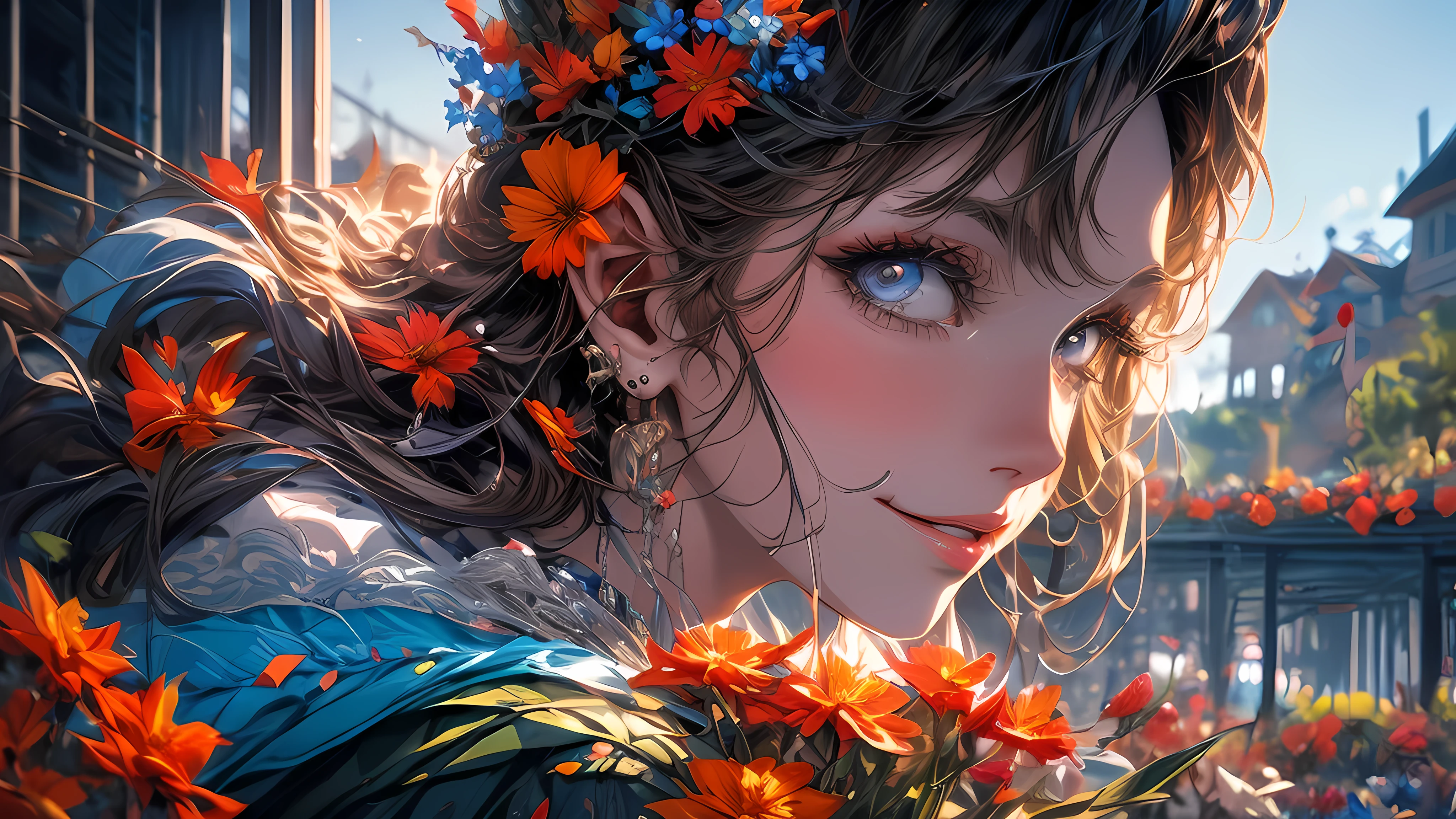 This is your Stable Diffusion prompt: "best quality,ultra-detailed,realistic:1.37,artistic masterpiece:1.2,portraits,landscape,concept artists,professional,beautiful girl in a garden,expressive eyes and lips,extremely detailed face,long eyelashes,happy,flowing dress,blooming flowers,vibrant colors,soft lighting"