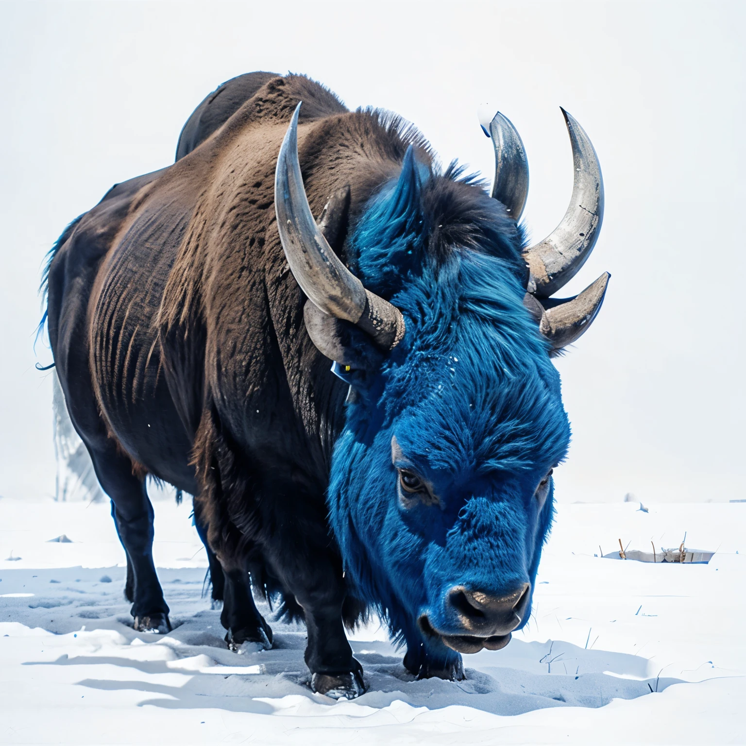 Blue bison in drawing