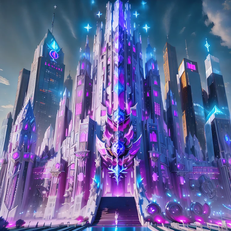 (masterpiece, best quality:1.2), a subject, A building techno fantasy style, skycraper palace, holy swords themed, giant holy sword in top of it,(technological aggressive design), cyberpunk, 4K, UHD, (Photorealistic:1.4),Ultra high resolution, masterpiece, ultra realistic, ultra nitide, insane details