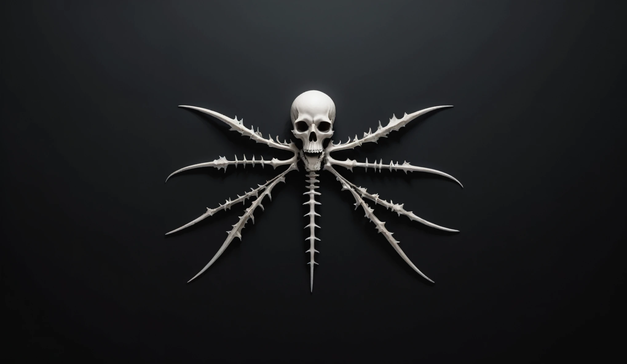 Create a simple and elegant dead star fish's skeleton logo,wendigo, shedding niobium tears. The design should convey a strong sense of sadness and melancholy, using a minimalist approach with clear lines and using only black, nicola samori,ben templsmith,Irina Yermolova
