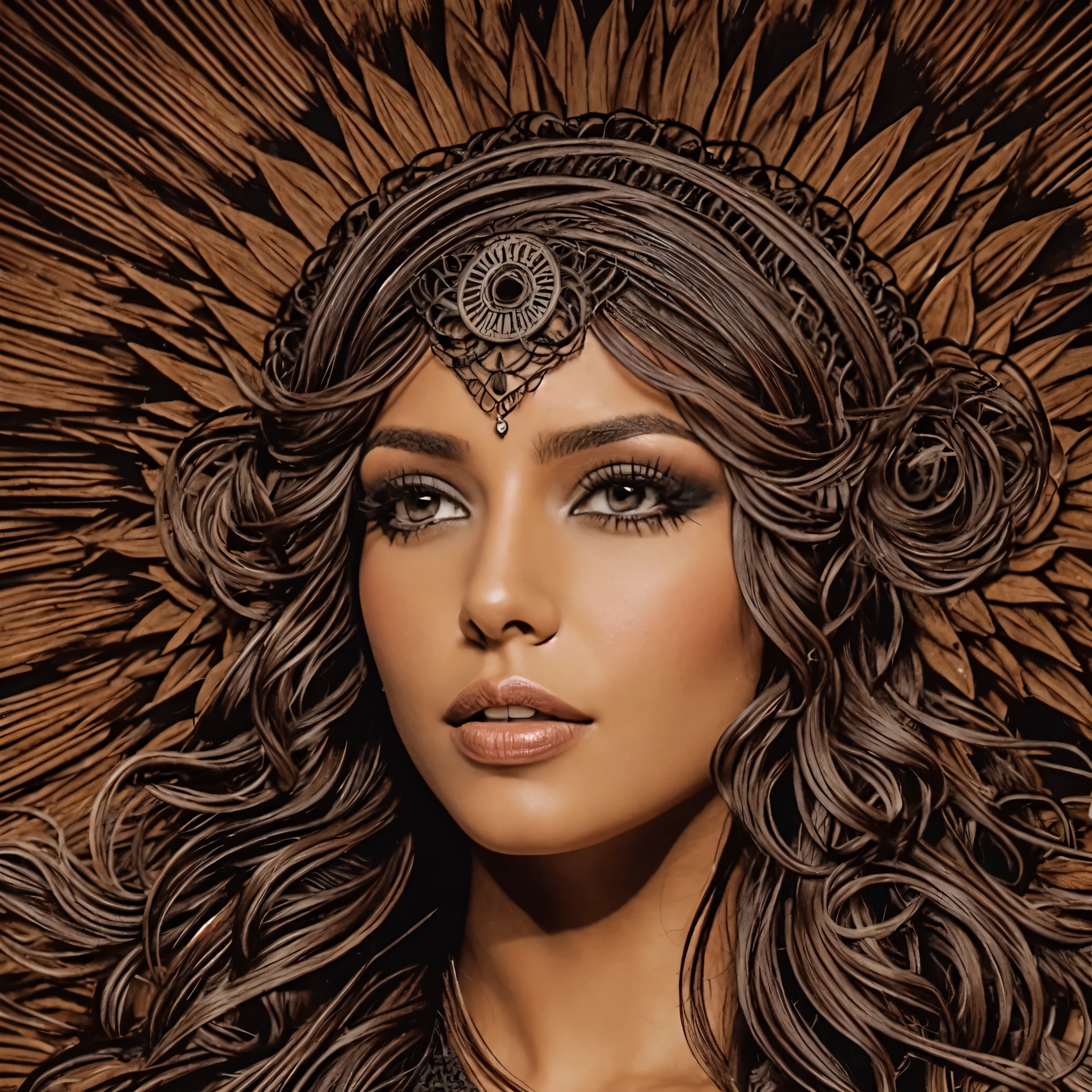 Uma linda mulher, cabelo preto,muito preto