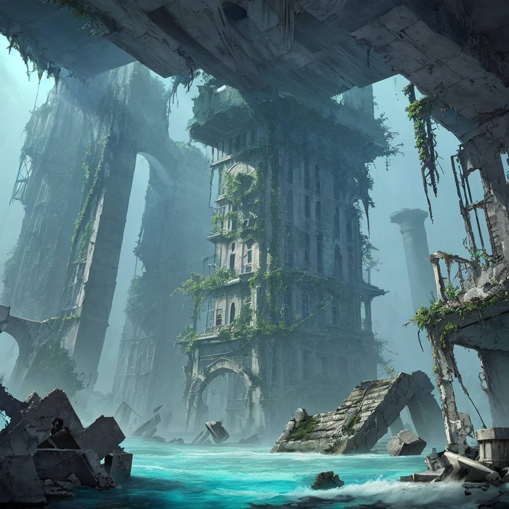 Ruins of a city beneath the sea