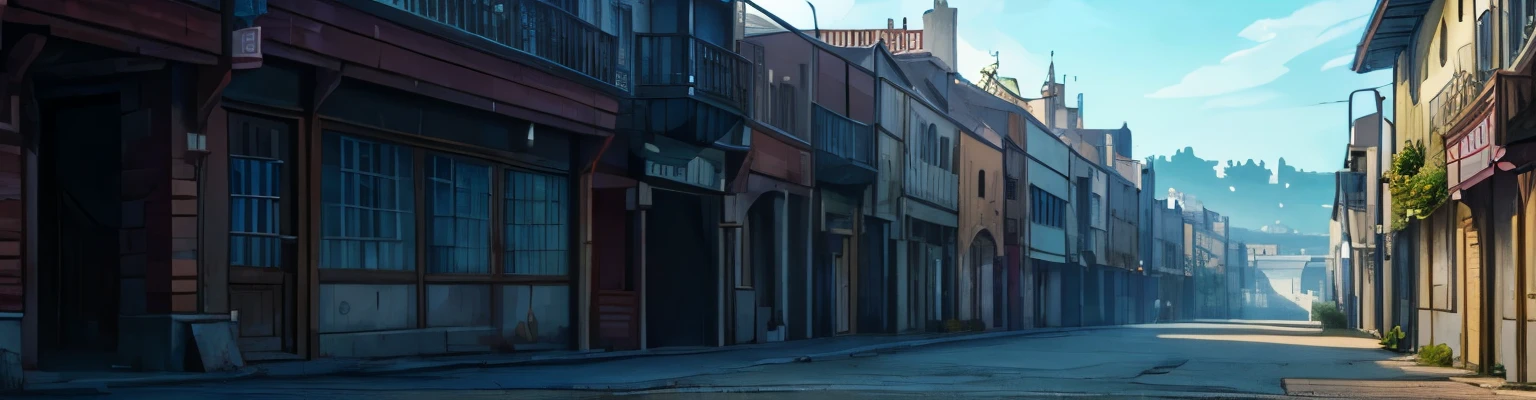 Somewhere on Pavilion Mews in the town of Biwic, in a nearby realm. The street is occupied by an attacking army of orcs., dark ambience, horror, (background), (no humans:1.5)