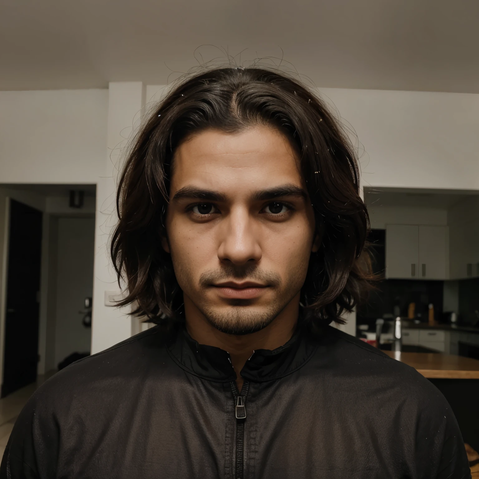 Crie uma homem alta, pelado bombado, cabelo preto.
