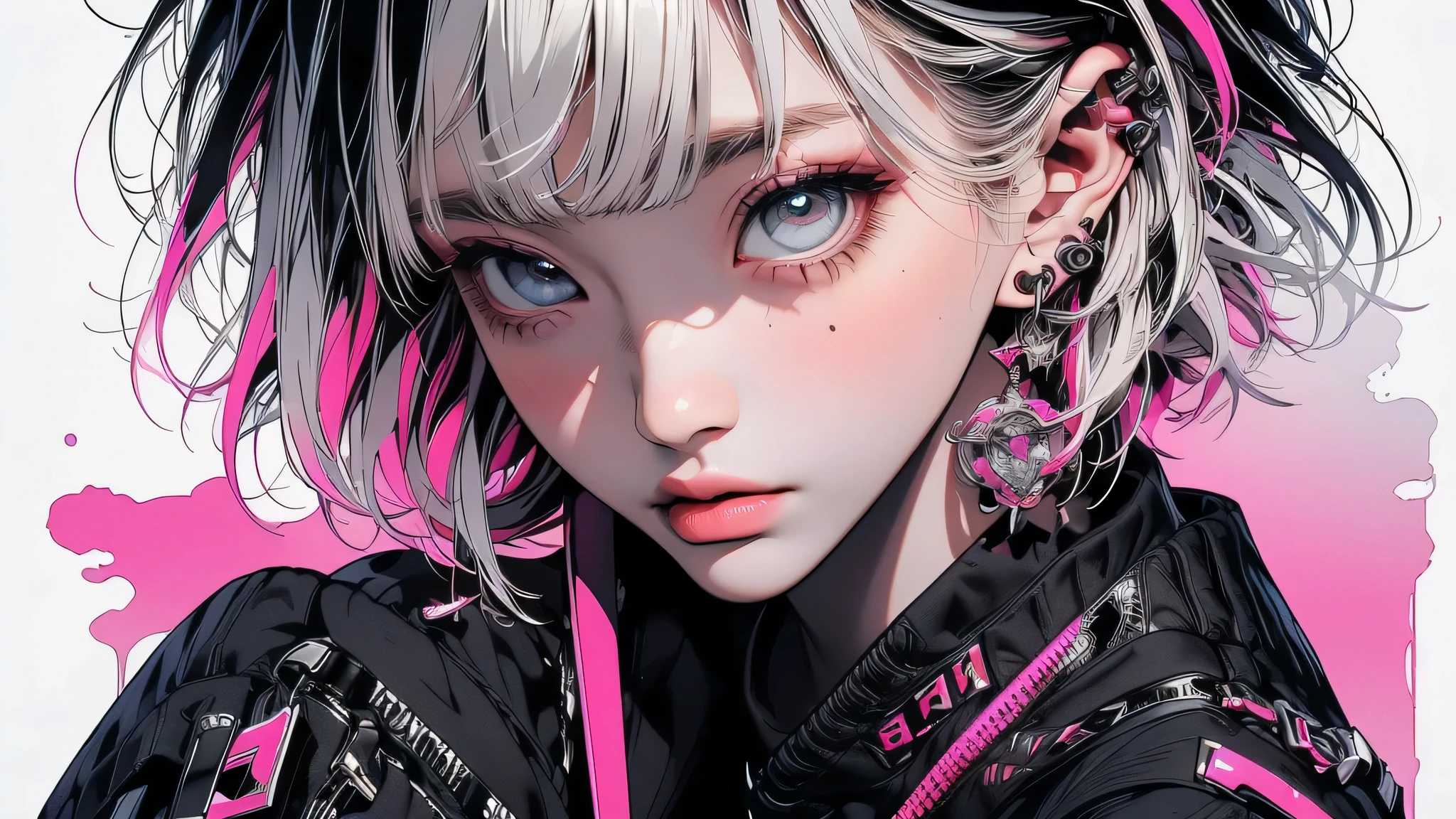 ((((dramatic))), (((Grainy))), (((intense))) film poster featuring a young platinum white hair woman as the central character. She stands have confidencely in the center of the poster, wearing a stylish and edgy Harajuku-inspired hip hop Costume, with a determined Performance on her face. The background is aesthetic atmospheric dark and Grainy, With danger and tension. The article is bold and to attract attention, with a Catchy tagline that adds to the overall feeling of drama and excitement. The color palette is mainly dark with splashes of Vibrant neon colors, giving the poster a dynamic and visually impressive appearance,tachi-e
(magazine:1.3), (cover-style:1.3), fashionable, woman, Vibrant, Costume, Sexy seductive poses, front, colorful, dynamic, background, element, have confidence, Performance, Holding, statement, accessories, Majestic, Coiled, The surrounding area, touch, scene, article, cover, bold, to attract attention, title, stylish, font, Catchy, Heading, big, impressive, Modern, trend, concentrated, fashion,