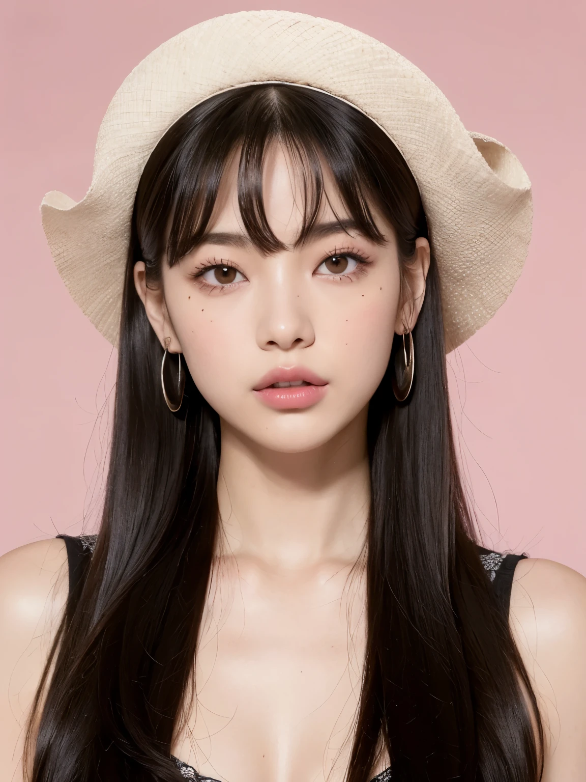 Kim Jennie de blackpink con el cabello rubio claro, cabello rubio con ondulado, cabello de color rubio ondulado, with small fringes, ojos color negro, nariz respingada y bonita, labios gruesos, Cupid and heart shaped lips., labios rosas, pale, white skin, piel bonita y suave, con pecas y lunares, cejas bonitas, marked and beautiful clavicle, mientras tiene un gorro en forma de hamburguesa, gorro en forma de hamburguesa, mientras tiene un rosas color rojo tinto en su top, rojo oscuro, con ropa interior femenina, abdomen delgado y bonito, escote desnudo, (pechos grandes, pechos suaves, pechos naturaleientras agarra una rosa, in a room with a pink background, eating hamburgers and asian noodles, con un sombrero de vaquero, con un sombrero de vaquero, mirando a la camara, autofoto 