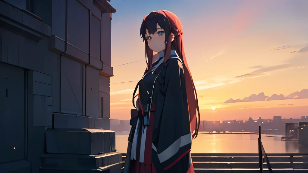 (blushed red,cute,shy,looking at viewer,beautiful pose,full body,perfect eyes,masterpiece,Suburban,twilight,sunset,perfect background,simple background,highres) A cute girl stands in a Suburban setting, with the twilight sky creating a beautiful sunset backdrop. Her cheeks are blushed red, showcasing her shyness and innocence. With a cute pose, she looks directly at the viewer with her perfect, captivating eyes. The entire scene is meticulously detailed, with every aspect of her being a true masterpiece. The artwork is of the highest quality, with ultra-detailed elements and a photorealistic style. The composition is focused on the girl, placed in a simple yet perfect background that enhances the overall aesthetics. The high-resolution image allows for every detail to be seen clearly, ensuring a visually stunning experience.