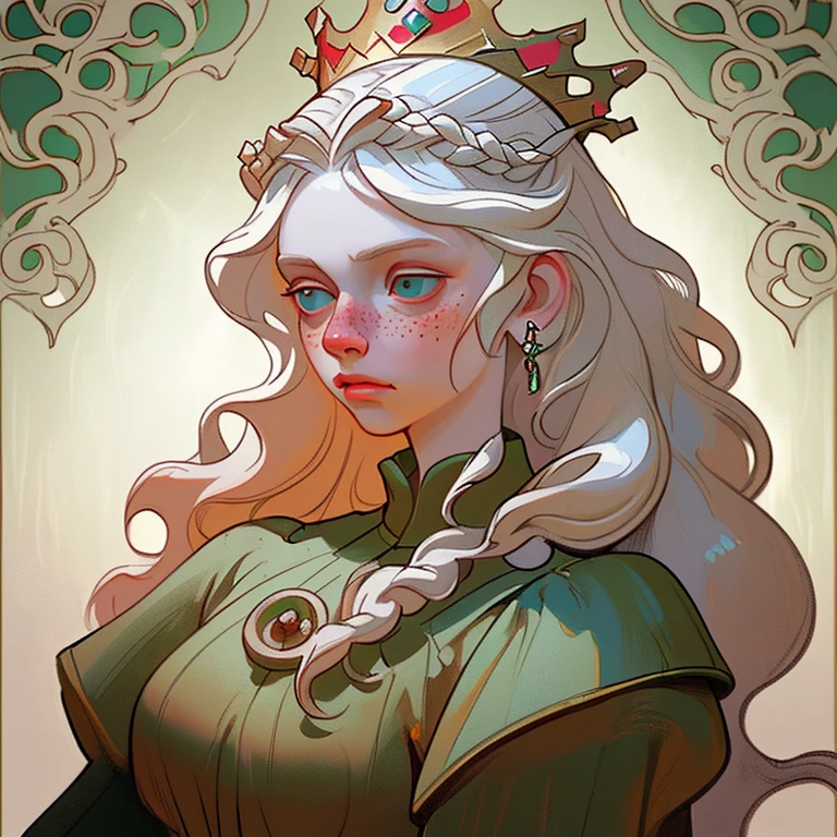 Strong woman with cold blonde hair, body with burgundy dress ,about to let her hair down, detailed face and detailed body realistic