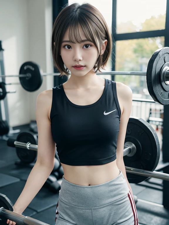 high-definition、8K、1 Female、Personal Photos、beautiful woman、volleyball club、、Cute little、Japan、The entire picture is displayed、1 person、short hair、Gym、double、Large breasts、sit on the floor、