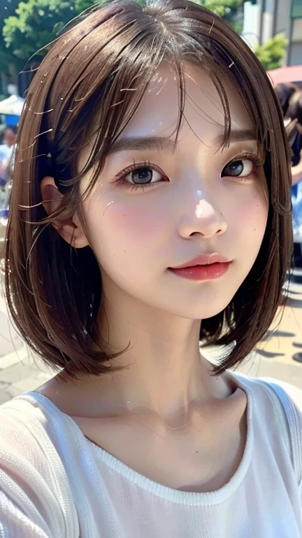(masterpiece:1.5)、(Realistic:1.5)、(highest quality:1.4、8k、RAW Photos)、 Ultra-high resolution、Professional Lighting、Perfect dynamic composition、Film Grain、chromatic aberration、(Bokeh:1.1)、 Frank、Sophisticated、charm、超Realistic、Attention to detail、Golden Ratio、 (1 girl)、Slender girl、繊細でcharm女の子、Cute Woman:1.4、 Serious expression、Looking at the audience、Light brown hair、Shiny Hair、The hairstyle is a bob cut、 Realistic looking skin、 Shut your mouth.、Beautiful Eyes、double eyelid、Thin arms、White high neck ribbed sweater (((Blur the background F value 1.4)))
