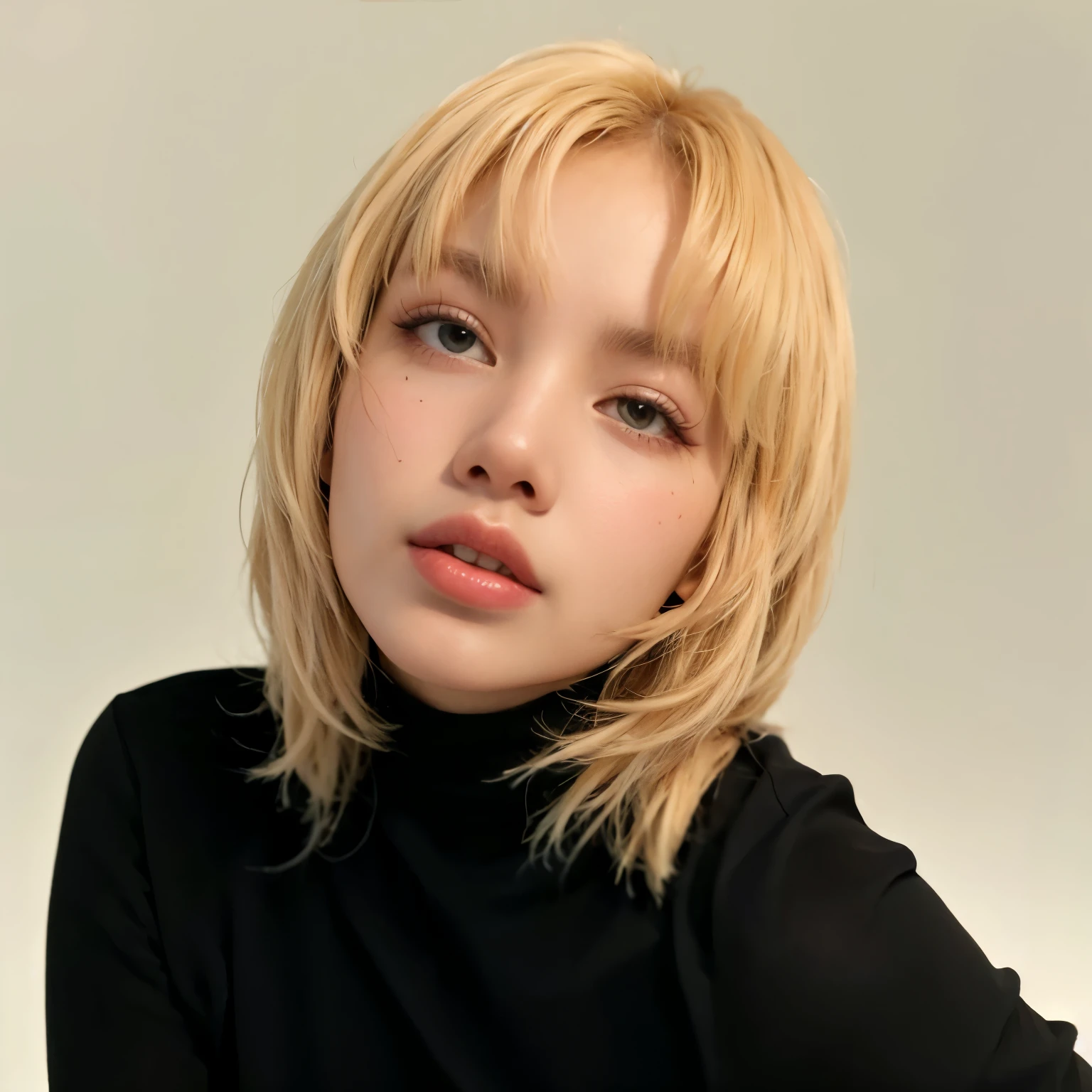 mulher arrasada com longos cabelos loiros e blusa preta, regata preta apertada, she is wearing a black blouse, linda jovem coreana, linda mulher sul-coreana, coreana, parque roseanne de blackpink, vestindo uma regata decotada, Heonhwa Choe, linda jovem coreana, Retrato de Jossi do Blackpink, seu rosto corado e suado lisa la lisa lisa