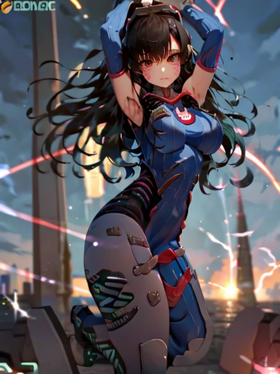 ultra-detailed, Explicit, Beautiful body, Beautiful Nose, Beautiful character design, perfect eyes, perfect face, ultra highres, 4K, beautiful legs, perfect legs, Nice hands, Perfect hand, Masterpiece, Best Quality, Highly detailed, illustration, absurdres, perfect anatomy, street fighter, doll suit, shadaloo doll, dollsuit, girls, multiple girls, expressionless, blank eyes, looking at viewer, red gloves, emotionless, black latex, corrution, mind control, female combatant, full body, hypnotized, unhappy trance, full body suit, ribbed bodysuit, both arms at side, obey, perfect female body, extremely glossy latex, hypnosis, hypnoLora, empty eyes, Mind control device, poses, submissive_pose, Slave, hat, necktie, stand up straight, standing, standing at attention, hat, necktie, belt, latex, ribbed bodysuit, thighhighs, garter belt, Fighting Stance, extending the right arm from the shoulder into the air with a straightened hand, nazi saluting, military, military saluting, salute, thigh boots, 1girl, Solo, Yamashiro Ren, Mato Seihei no Slave, black hair, long hair, purple eyes, hair ornaments