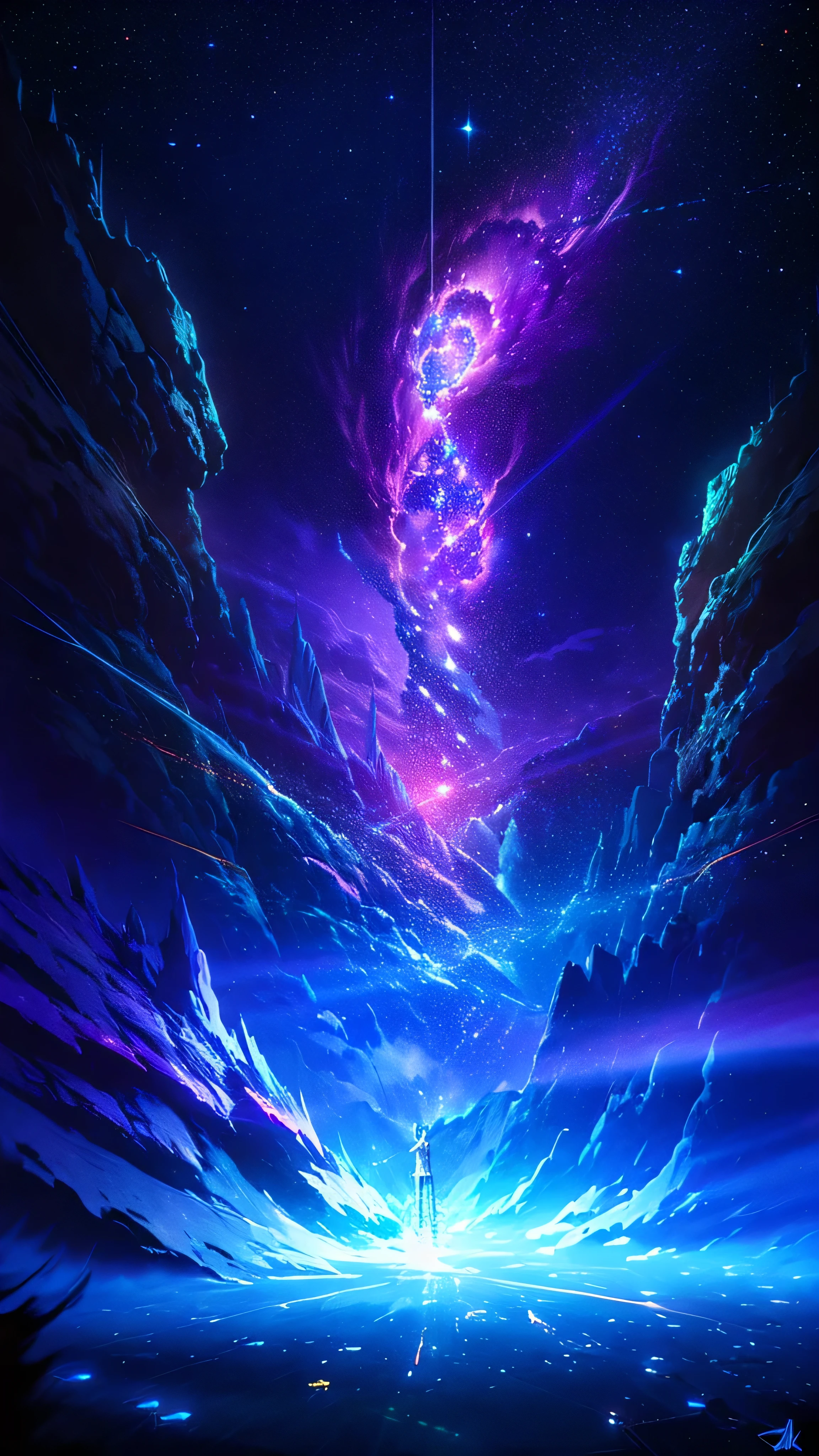 ((Ultra-detailed Masterpiece)) - Majestic Imagery of a Gargantuan Sci-fi City:

In the boundless expanse of the cosmos, a colossal, ethereal city stretches towards the infinite, a breathtaking spectacle of science fiction artistry. This magnificent metropolis, suspended high above the terrestrial plane, casts a mesmerizing spell as it hovers among countless planets in the skies.

As twirling nebulae and swirling cosmic dust dance around it, the city's celestial architecture shimmers with a fusion of otherworldly elegance and power. Purple energy scars adorn