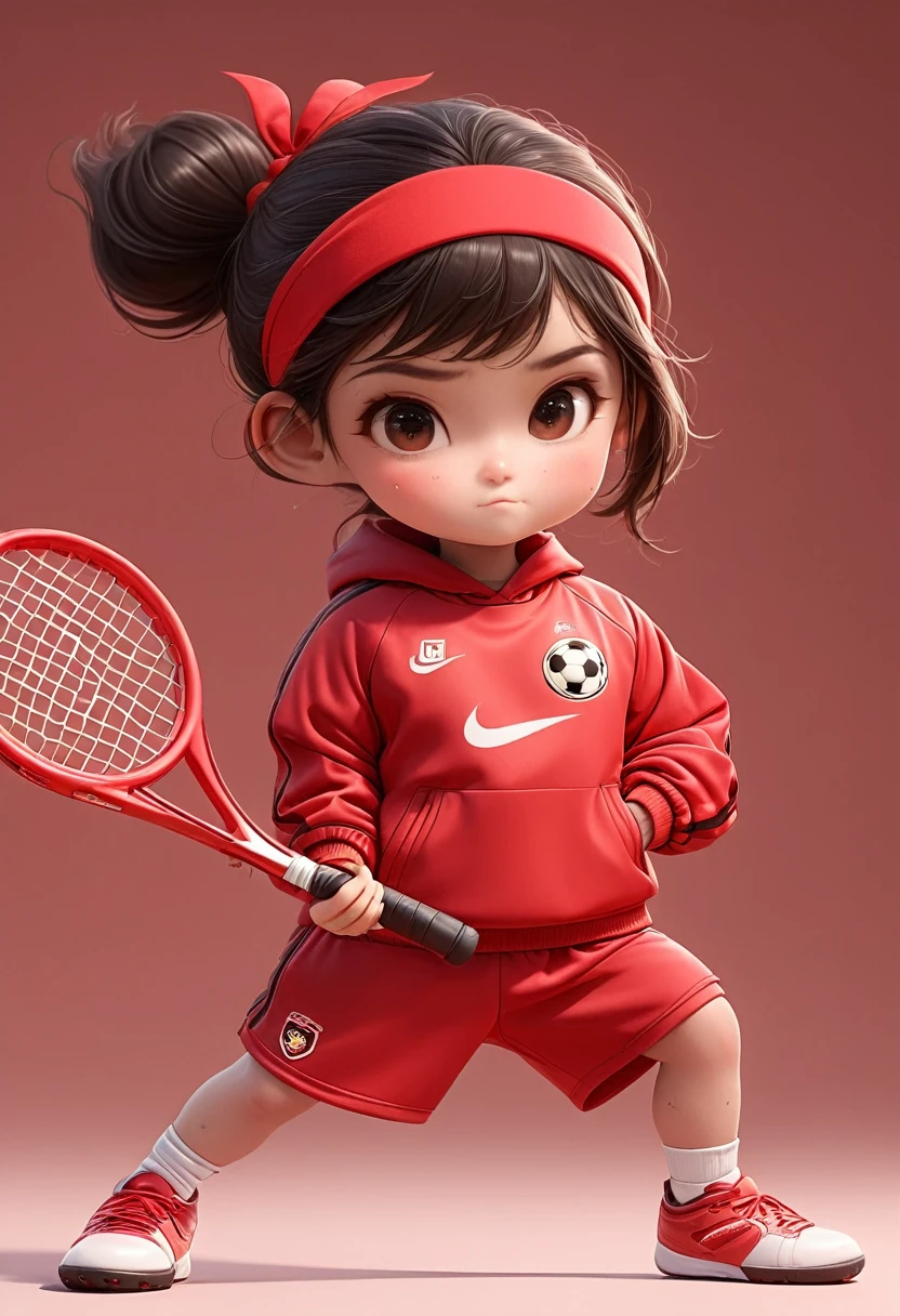 3D，1. ，Headband，Unique，1. Football，Red sportswear suit，Cartoon Style，court，