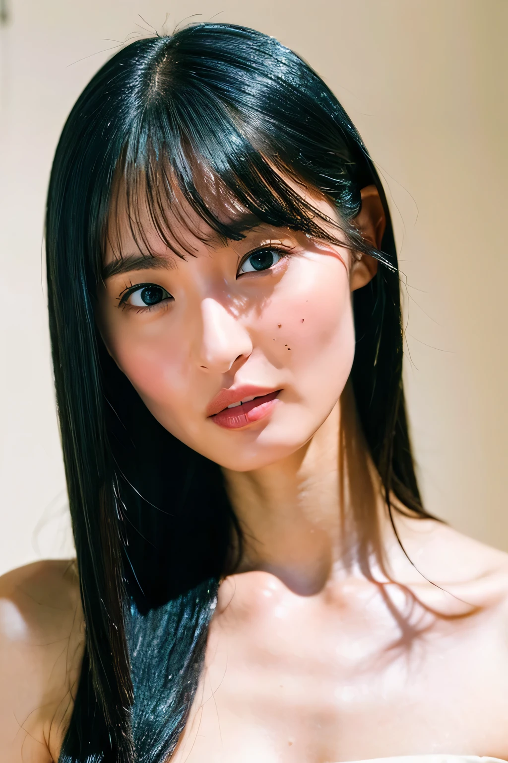 masterpiece,best quality,ultra detailed,highres,high-resolution,4k portrait,8k portrait,unity 8k wallpaper,extremely detailed CG unity 8k wallpaper,realistic,RAW photo,real person,portrait photography,photorealistic,shiny skin,detailed skin,skin pores,professional photography,real human,accurate ???????,(((perfect reproduction))),(((tv studio)),(((upper body))),becky ,Completely naked
