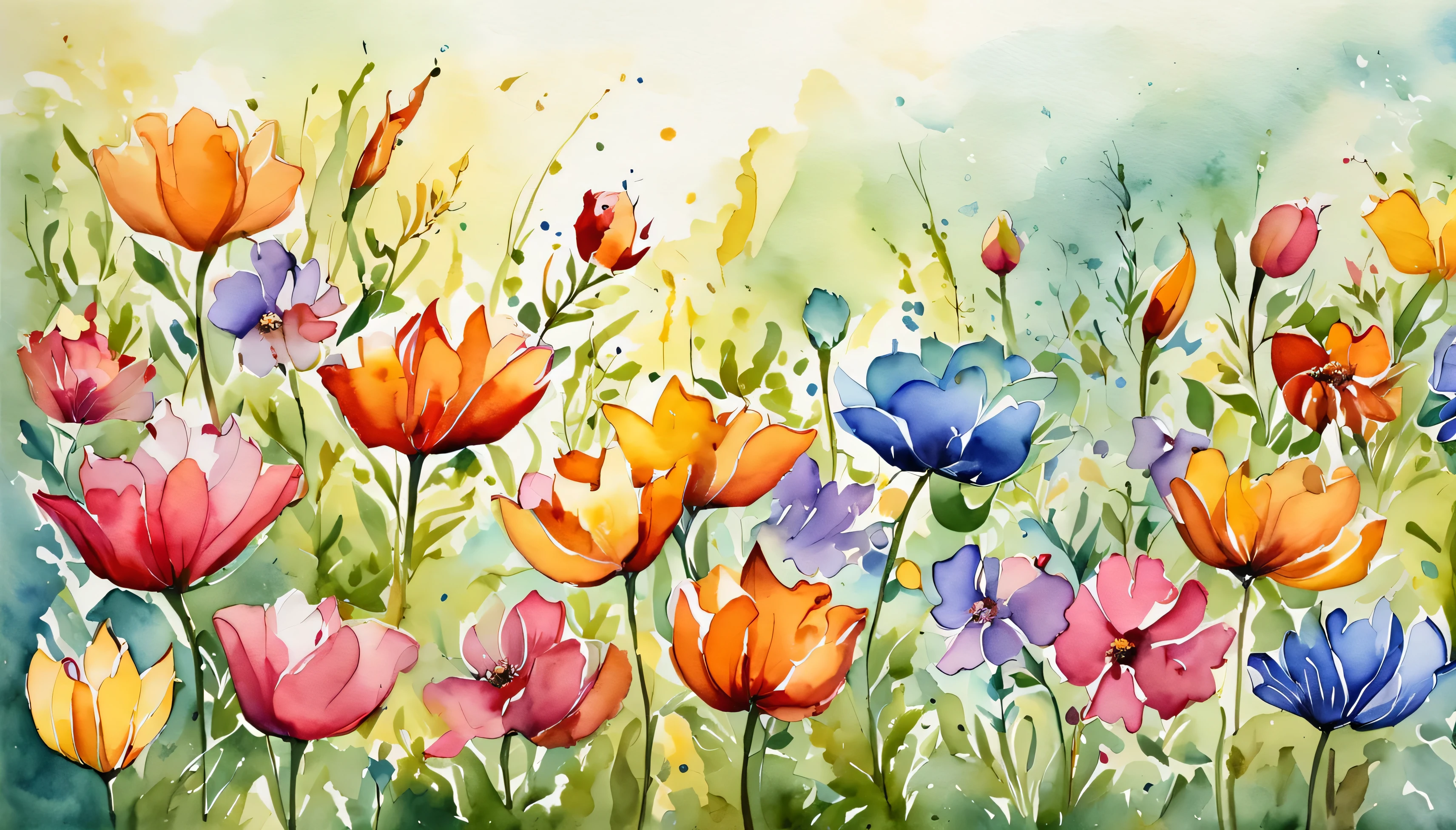 Colorful flowers,Lines contain beautiful lines, Natural curves, Refined silhouette