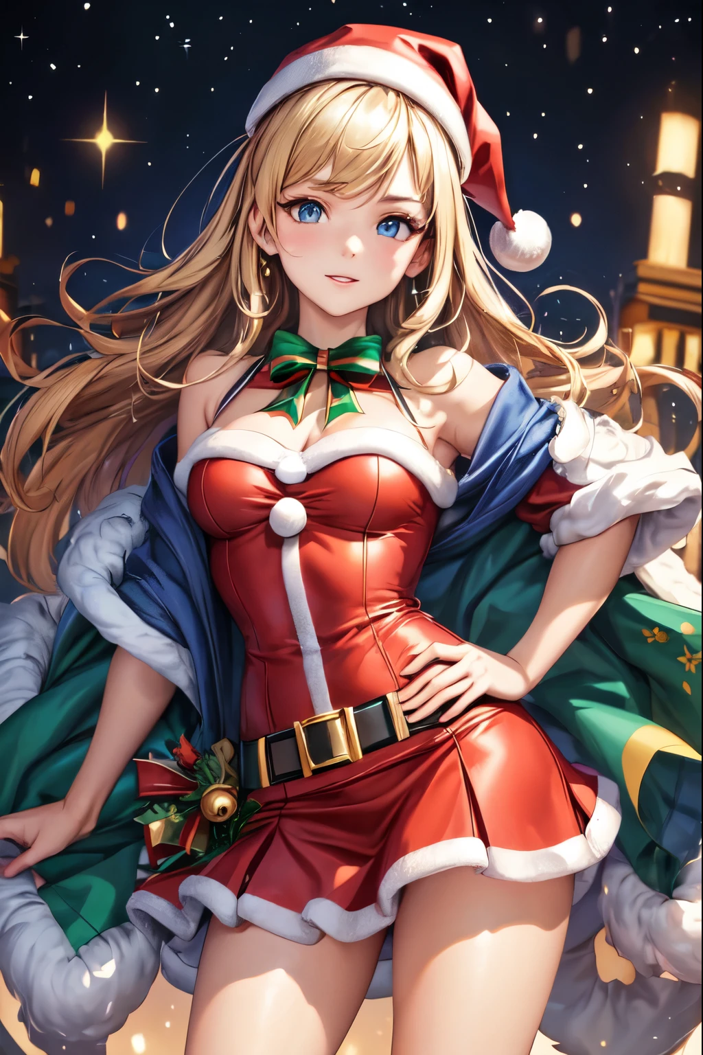 ((highest quality)), ((masterpiece)), (Miniskirt Santa Details), Perfect Face