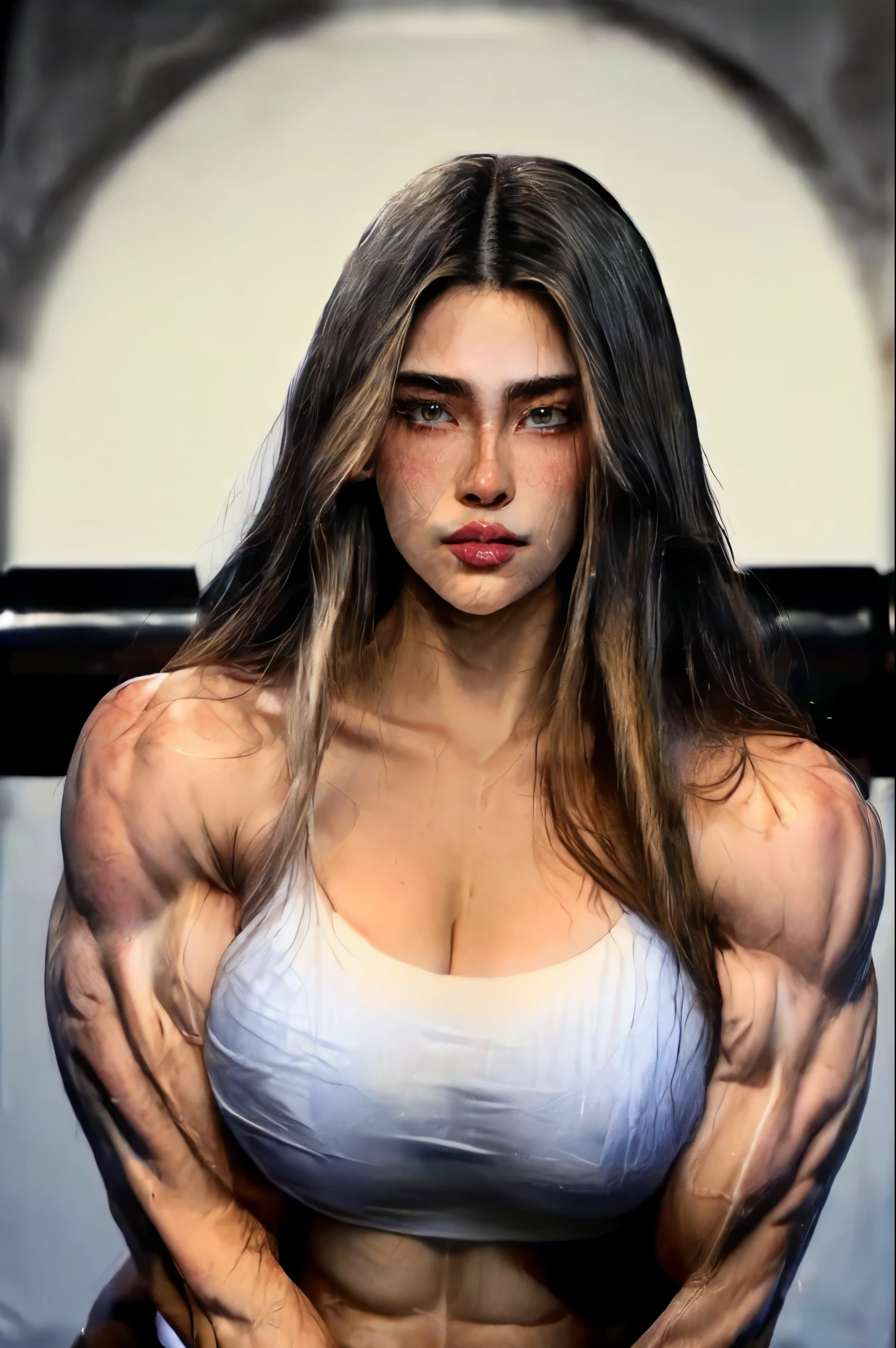 (2 girls body builders:1.6), ((masterpiece)), best quality, ultra-detailed:1.85, finely detail, high resolution:1.6, perfect dynamic composition, beautiful detailed faces:1.77, blonde babes:1.88, perfect red lipstick, perfect makeup:1.8, short denim bikini , large breasts:1.6, lovely look:1.7, gorgeous face:1.8, defined muscles:1.4, beautiful faces:1.8, alessandra ambrossio, izabel goulart, Kate Upton, Gigi Hadid, candice swanpoel ,popped out dense veins on muscles:1.8, hyper detailed picture:1.4, 8k resolution: 1.7, flex muscles:1.5, hyper muscular body shape:1.42, photorealistic:1.5, realistic:1.6, face masterpiece:1.74, good and professional lighting on picture:1.38, Ukrainian-Swedish muscle beauty goddess, masterpiece 22 years old Madison Beer and Yael Shelbia as bodybuilders, extremely high resolution, hyper feminine beauty , hyper realistic texture, hyper muscularity, hyper vascularity, ass of titanium, muscles of steel, ripped body shape, ripped sexy ass with bikini, muscular ass , topless, kissing, good face details, hyper face detailing, doing sex, super romantic moment, hyper romantic, romantic kiss, nude females, perfect symmetrical face, sexy french kiss with tongues, serious muscle posing, serious female bodybuilders, super muscular breasts, perfect exaggerated feminine physique, full body masterpiece pictured , buffed chest muscles as bodybuilder, shreds on muscles, big wide abs, strong tight ass, sexy and hot as hell, ifbb madison beer the bodybuilder, need to be super muscular, so ripped, insanely shredded muscles, exaggerated ripped physique