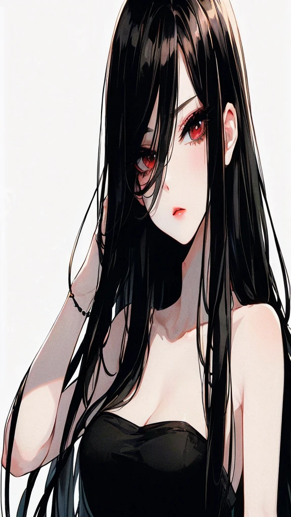 (Masterpiece: 1.2), Best Quality, (Artwork: 1.2), (Ultra Detailed), Hyper Detail, (Delicate Detail), (Intricate Detail), (Cinematic Light, Best Quality Backlight), Clear Line, From Below , Soloist, perfect body, big breasts, (1 woman), black hair, (emperor, transparent black clothes), (crown: 1.1), sitting on throne, head bowed, (makeup), high contrast, (better lighting, extremely created and beautiful), (cinematic light), colorful, split bangs