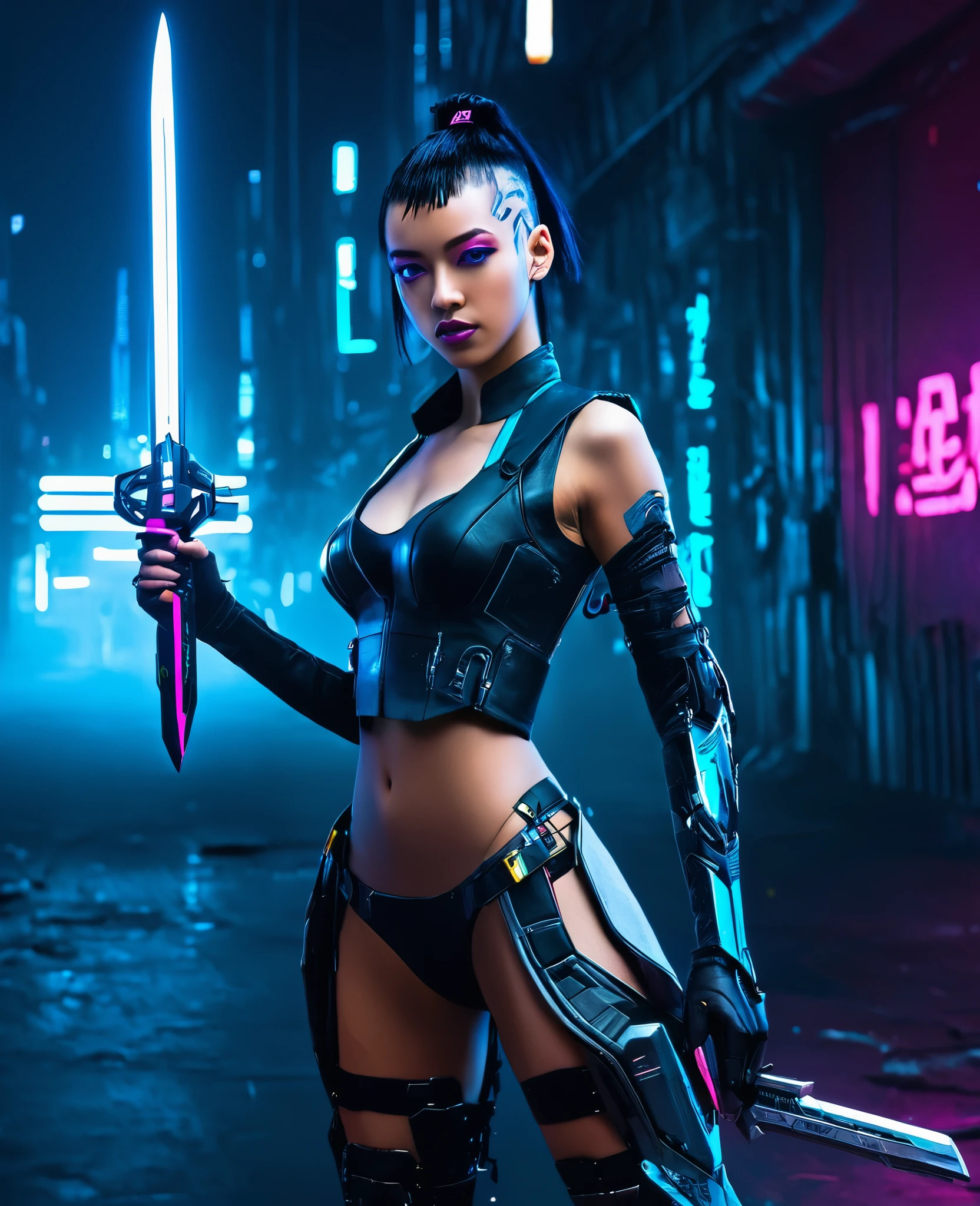 Hidden Princess,Cyberpunk,Blade in hand